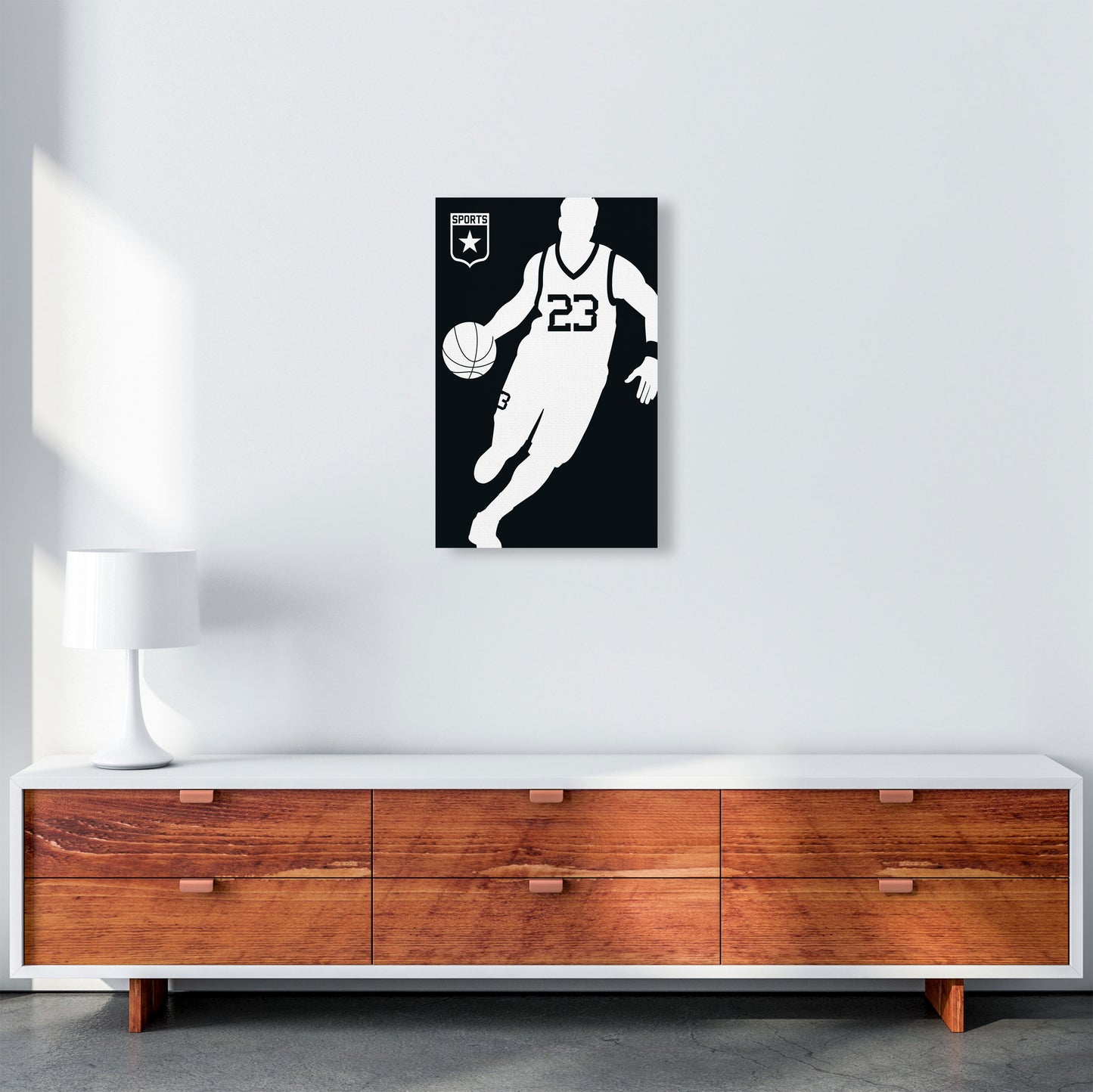 Basketball Black Art Print by Bo Lundberg A3 Canvas