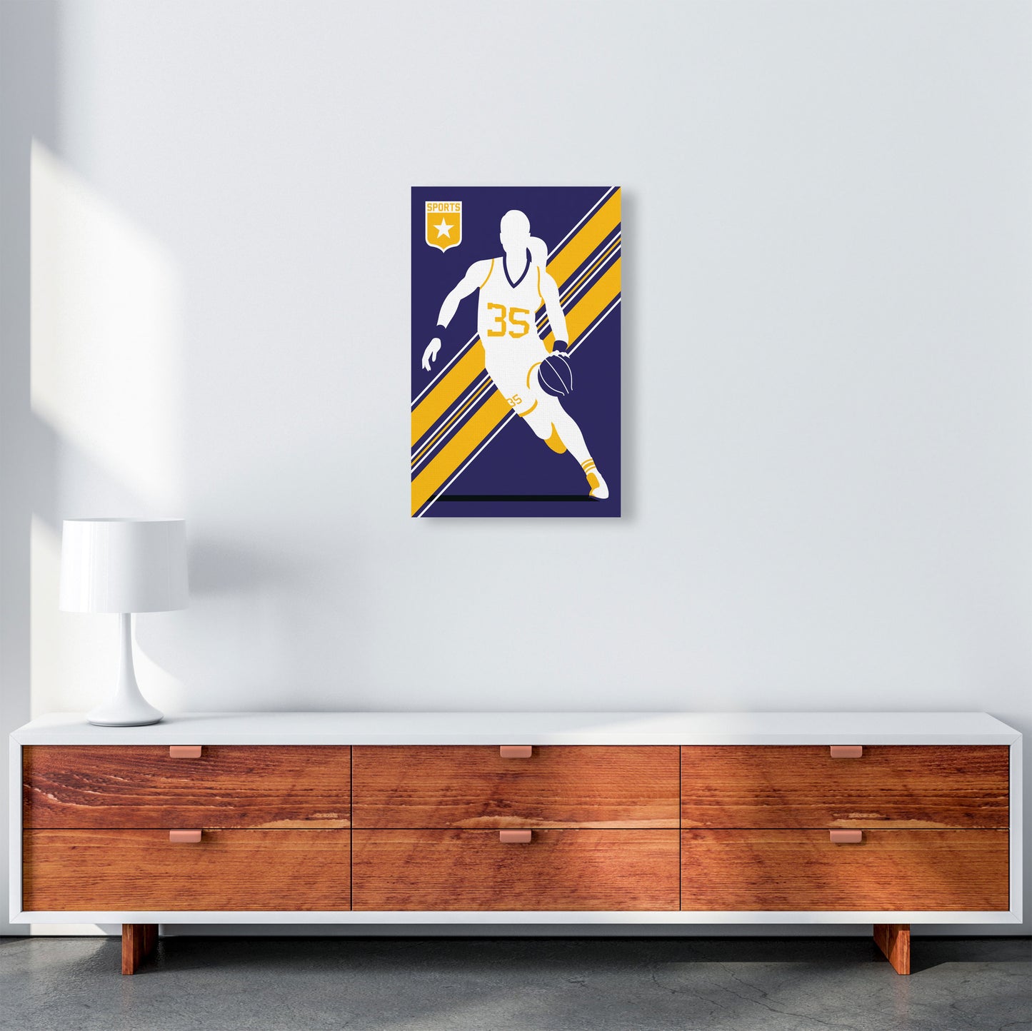 Basketball Blue Art Print by Bo Lundberg A3 Canvas
