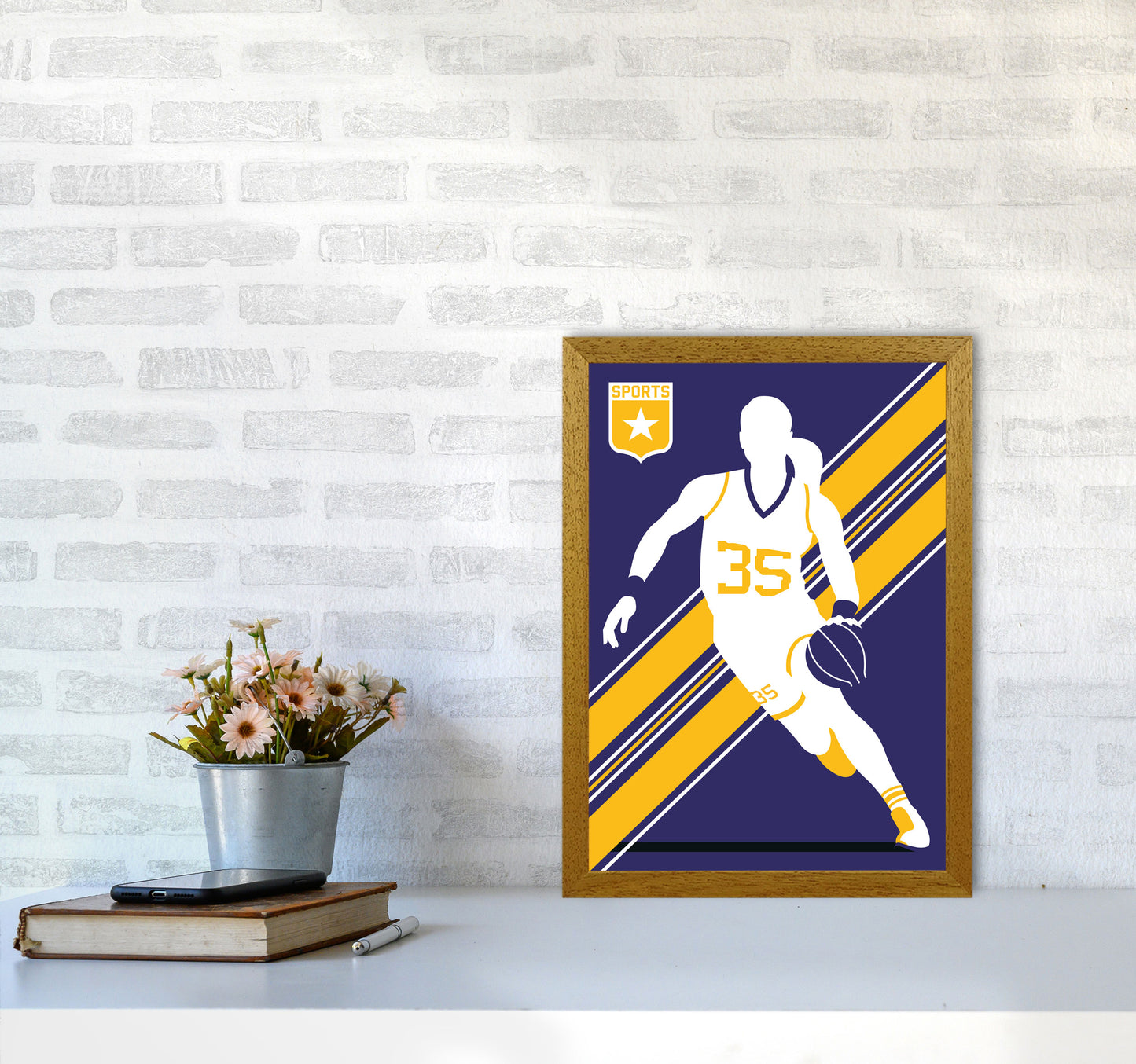 Basketball Blue Art Print by Bo Lundberg A3 Print Only