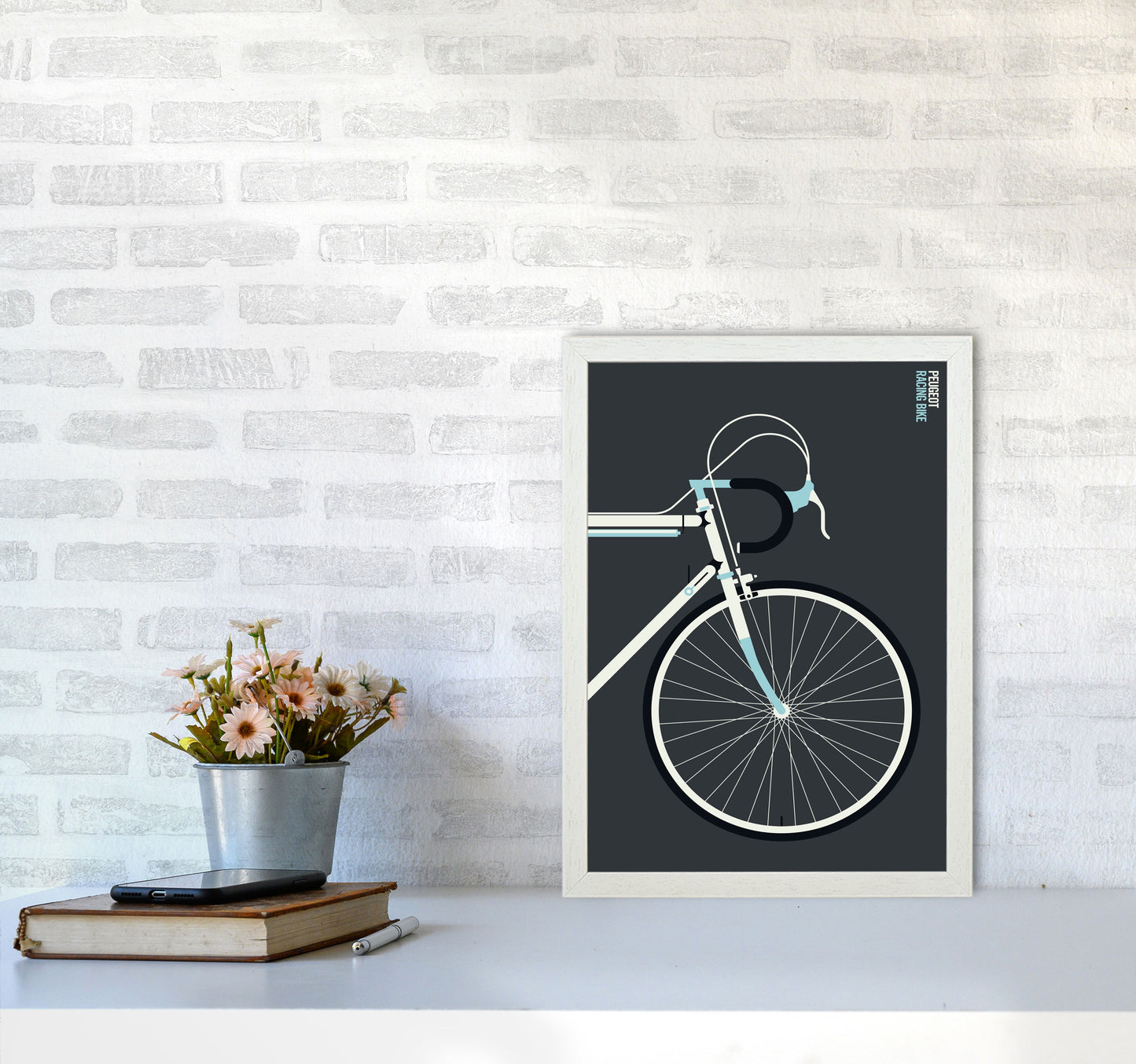 Peugeot front Art Print by Bo Lundberg A3 Oak Frame