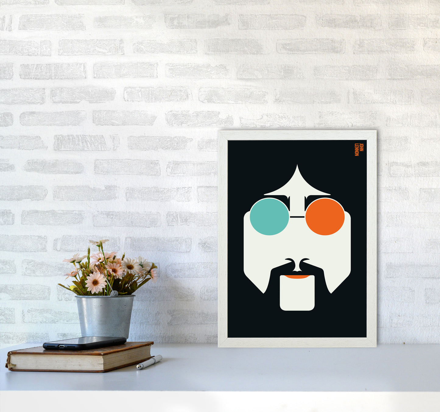 Icons John Lennon Art Print by Bo Lundberg A3 Oak Frame