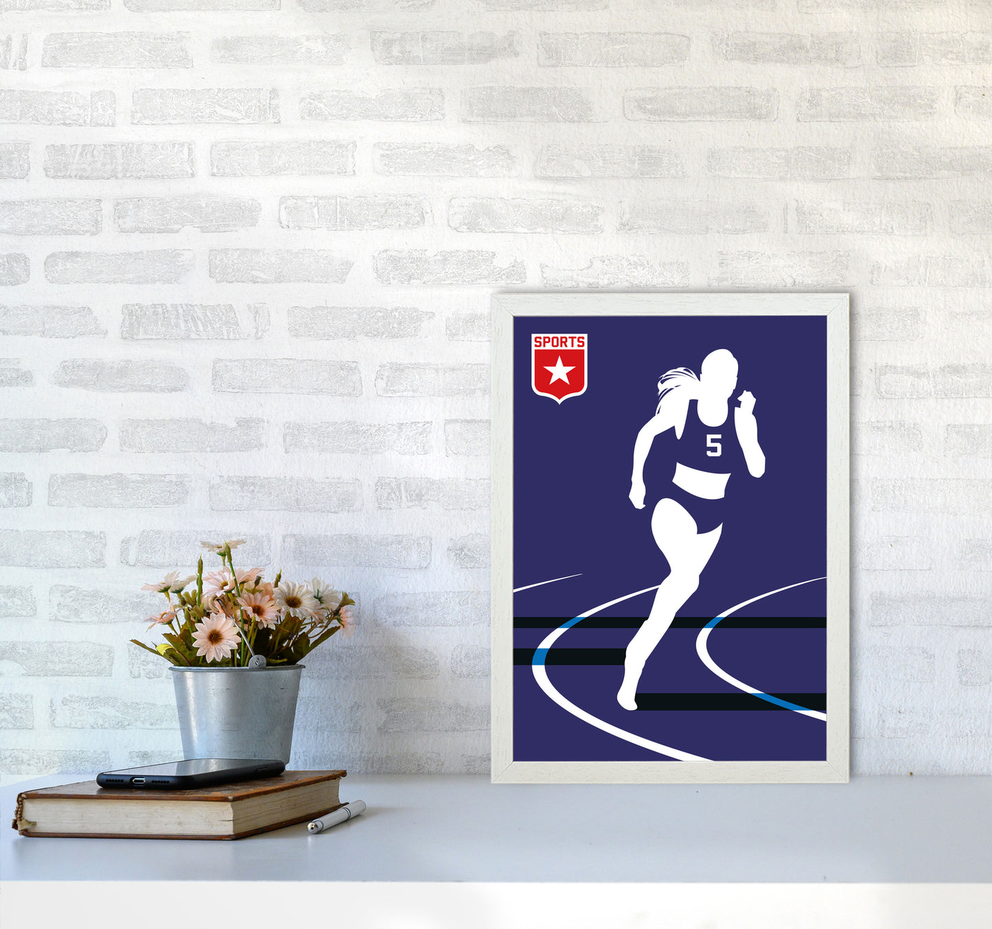 Runner Art Print by Bo Lundberg A3 Oak Frame
