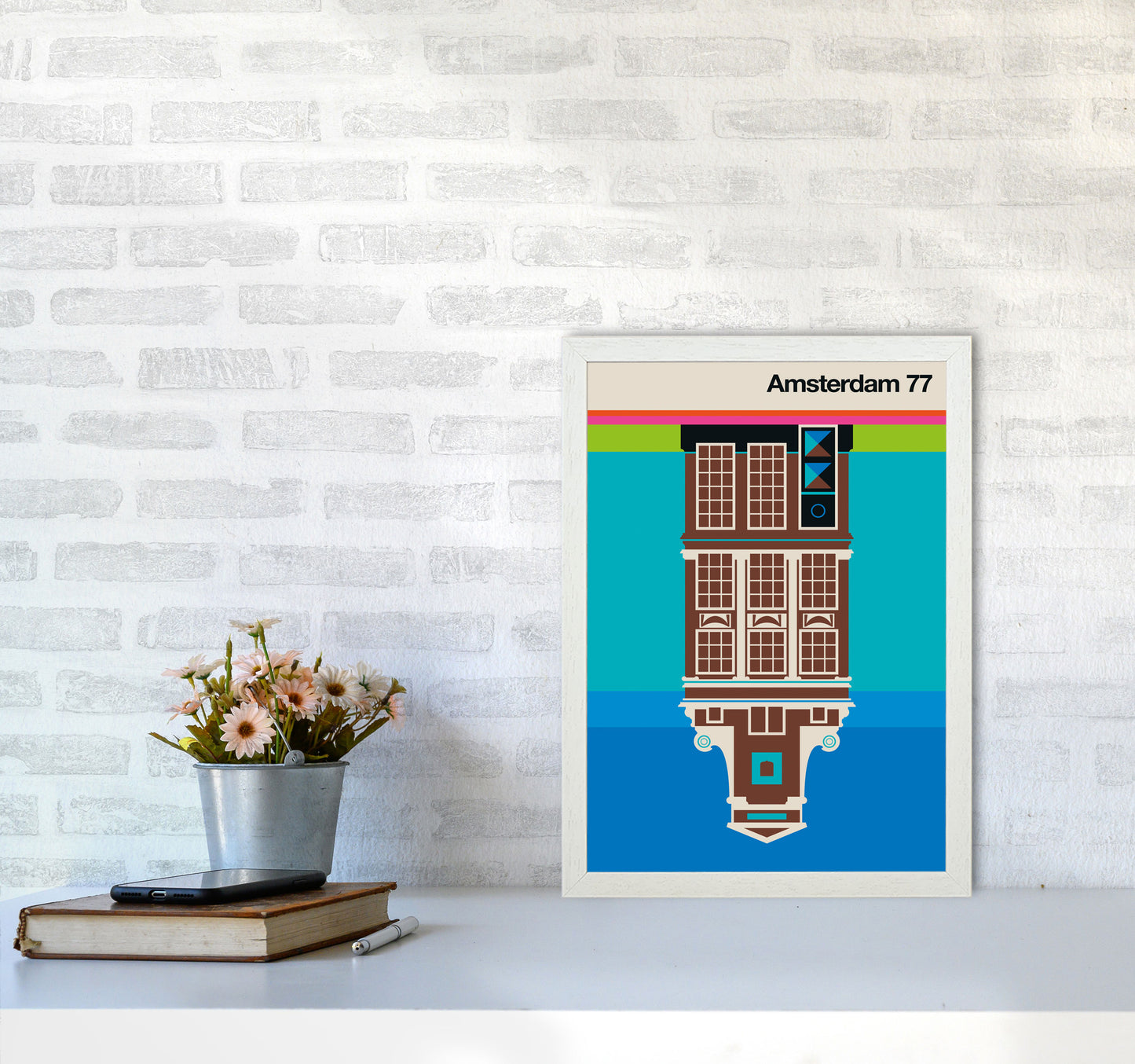 Amsterdam 77 Art Print by Bo Lundberg A3 Oak Frame