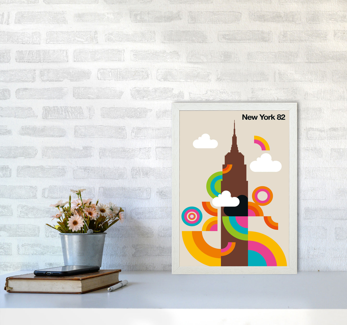 New York 82 Art Print by Bo Lundberg A3 Oak Frame