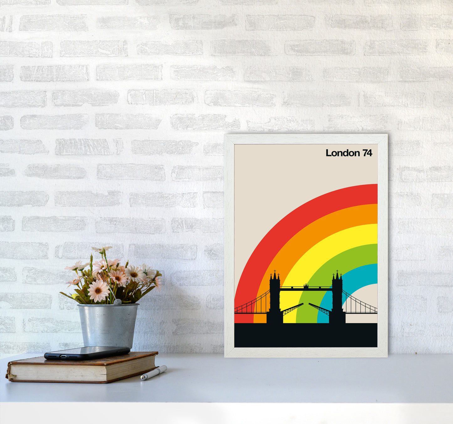 London 74 Art Print by Bo Lundberg A3 Oak Frame