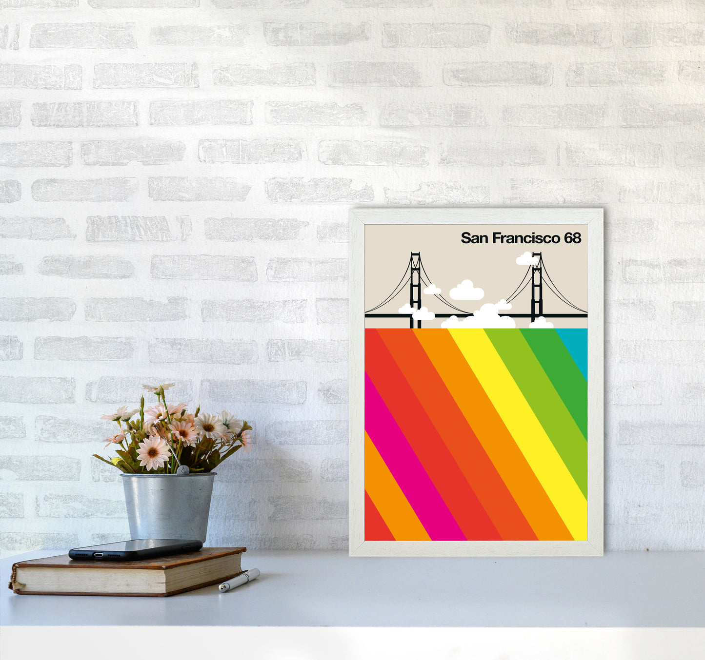San Francisco 68 Art Print by Bo Lundberg A3 Oak Frame