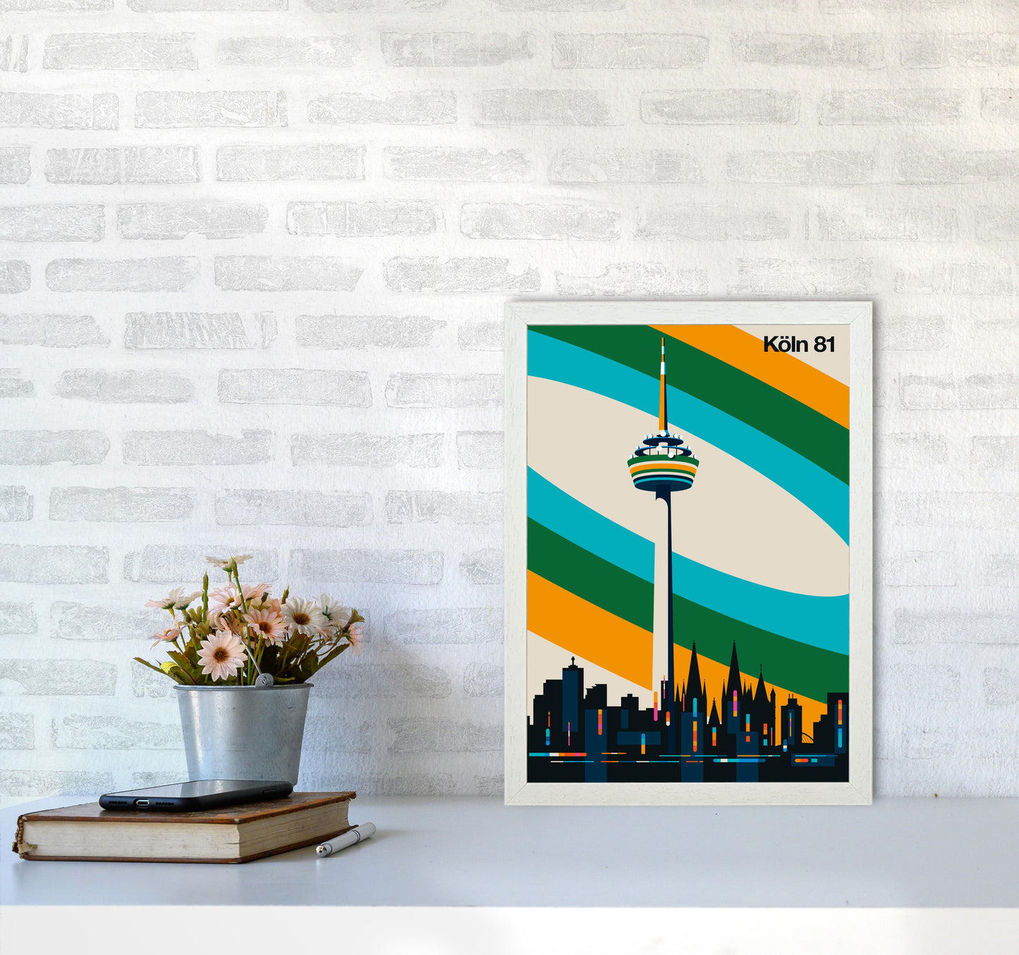 Köln 81 Art Print by Bo Lundberg A3 Oak Frame