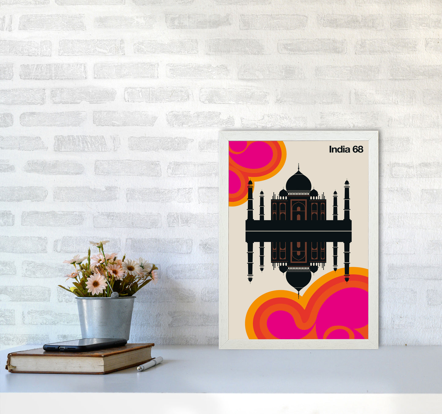 India 68 Art Print by Bo Lundberg A3 Oak Frame