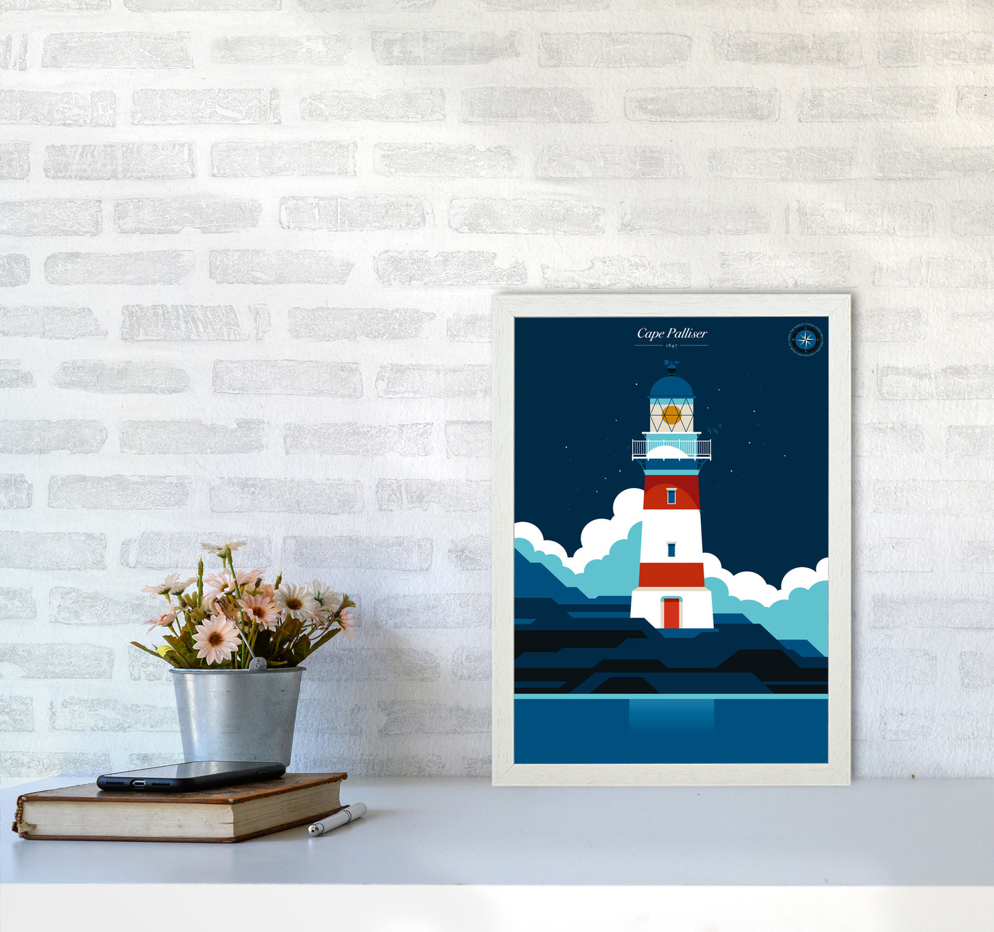 Cape Palliser Art Print by Bo Lundberg A3 Oak Frame