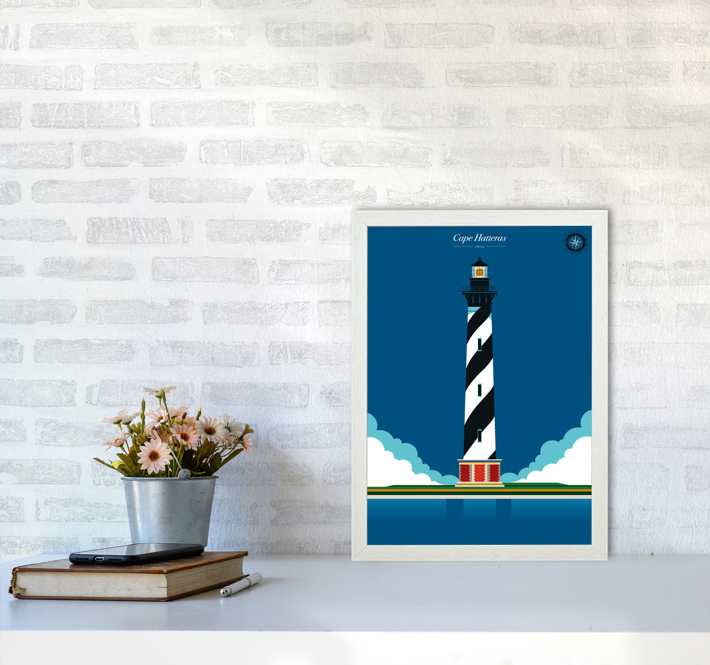 Cape Hatteras Art Print by Bo Lundberg A3 Oak Frame