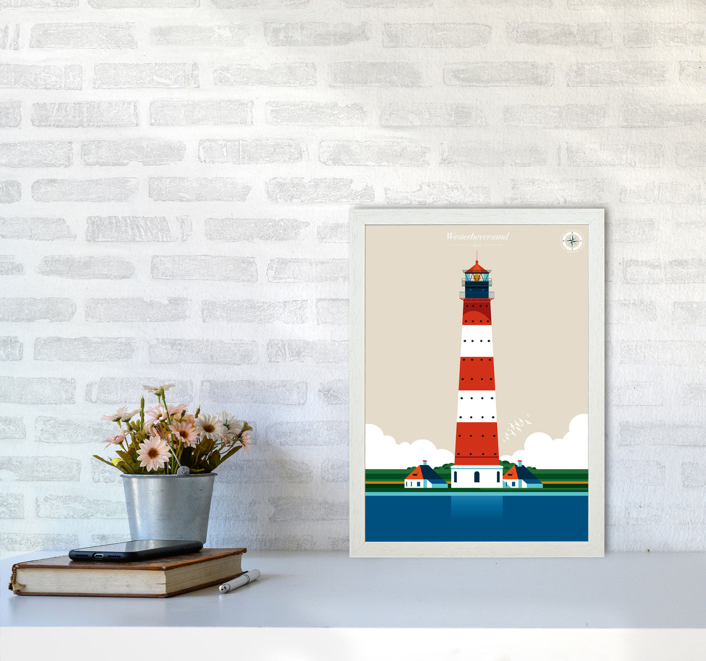Westerheversand Art Print by Bo Lundberg A3 Oak Frame
