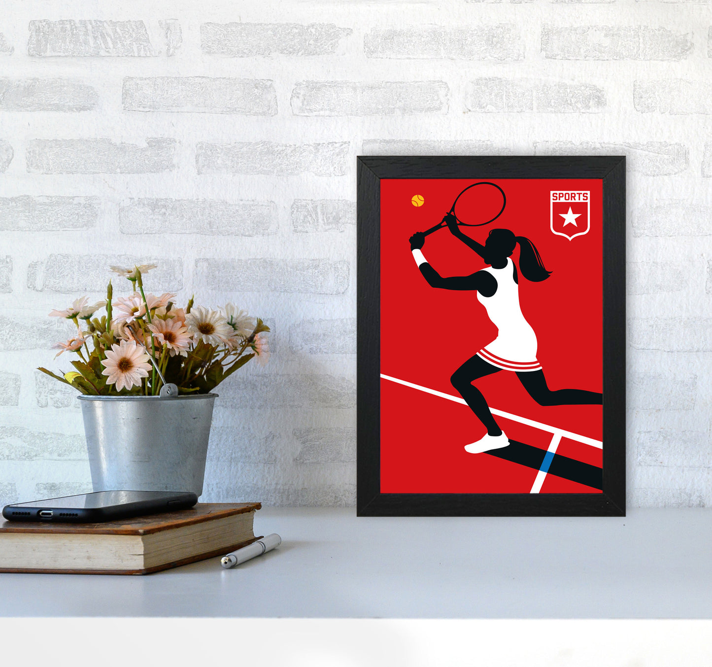 Tennis Art Print by Bo Lundberg A4 White Frame