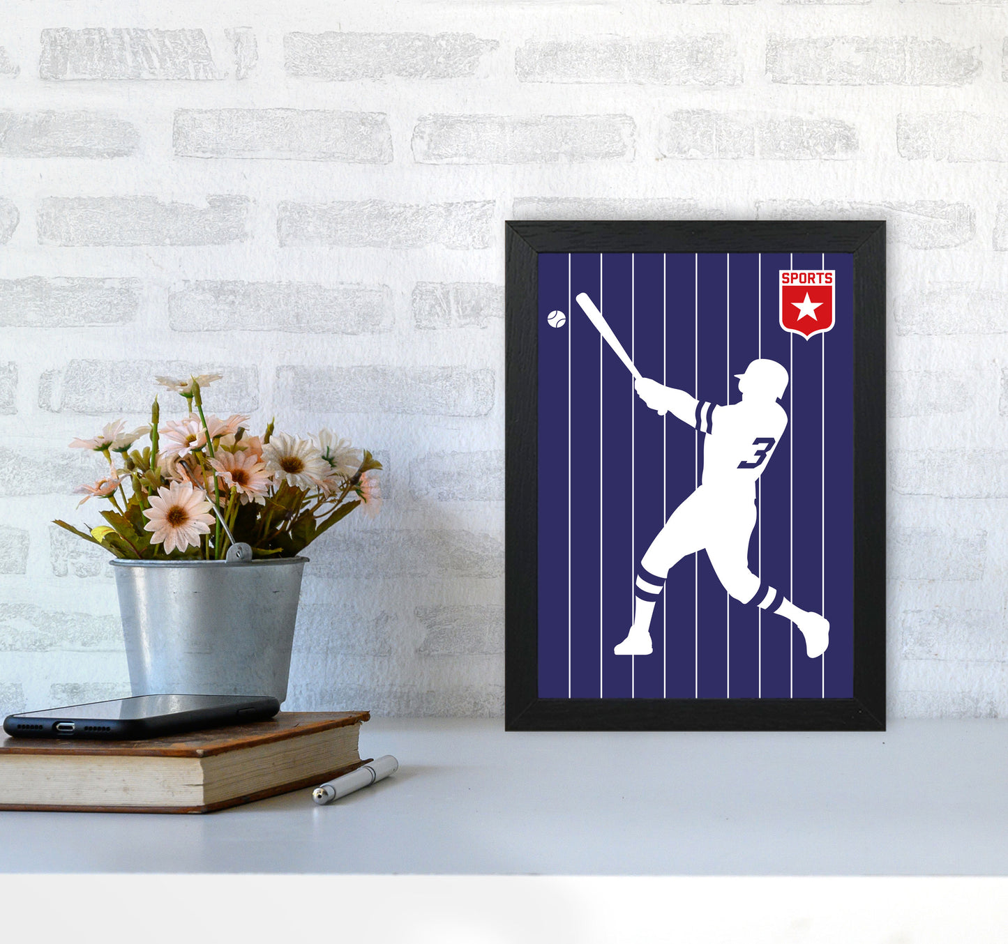Baseball Art Print by Bo Lundberg A4 White Frame