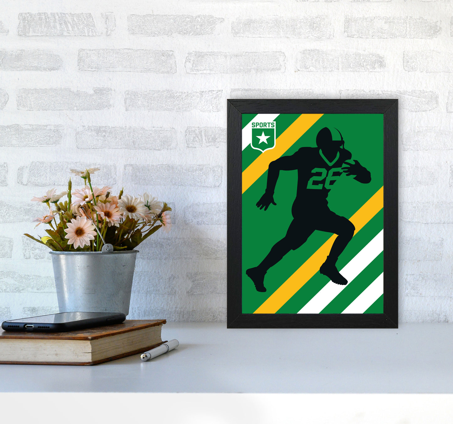American Football Art Print by Bo Lundberg A4 White Frame