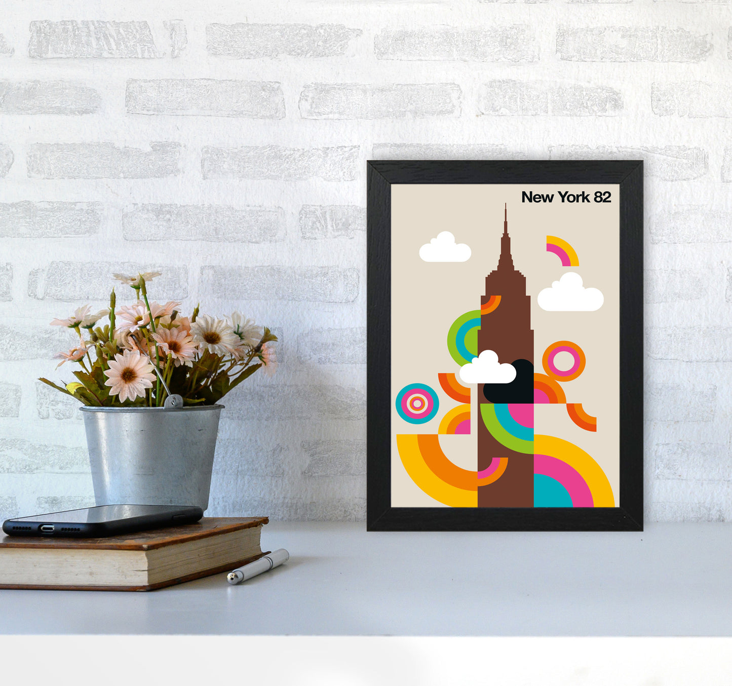 New York 82 Art Print by Bo Lundberg A4 White Frame