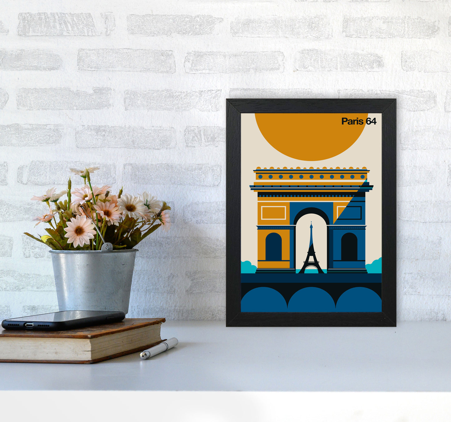 Paris 64 Art Print by Bo Lundberg A4 White Frame