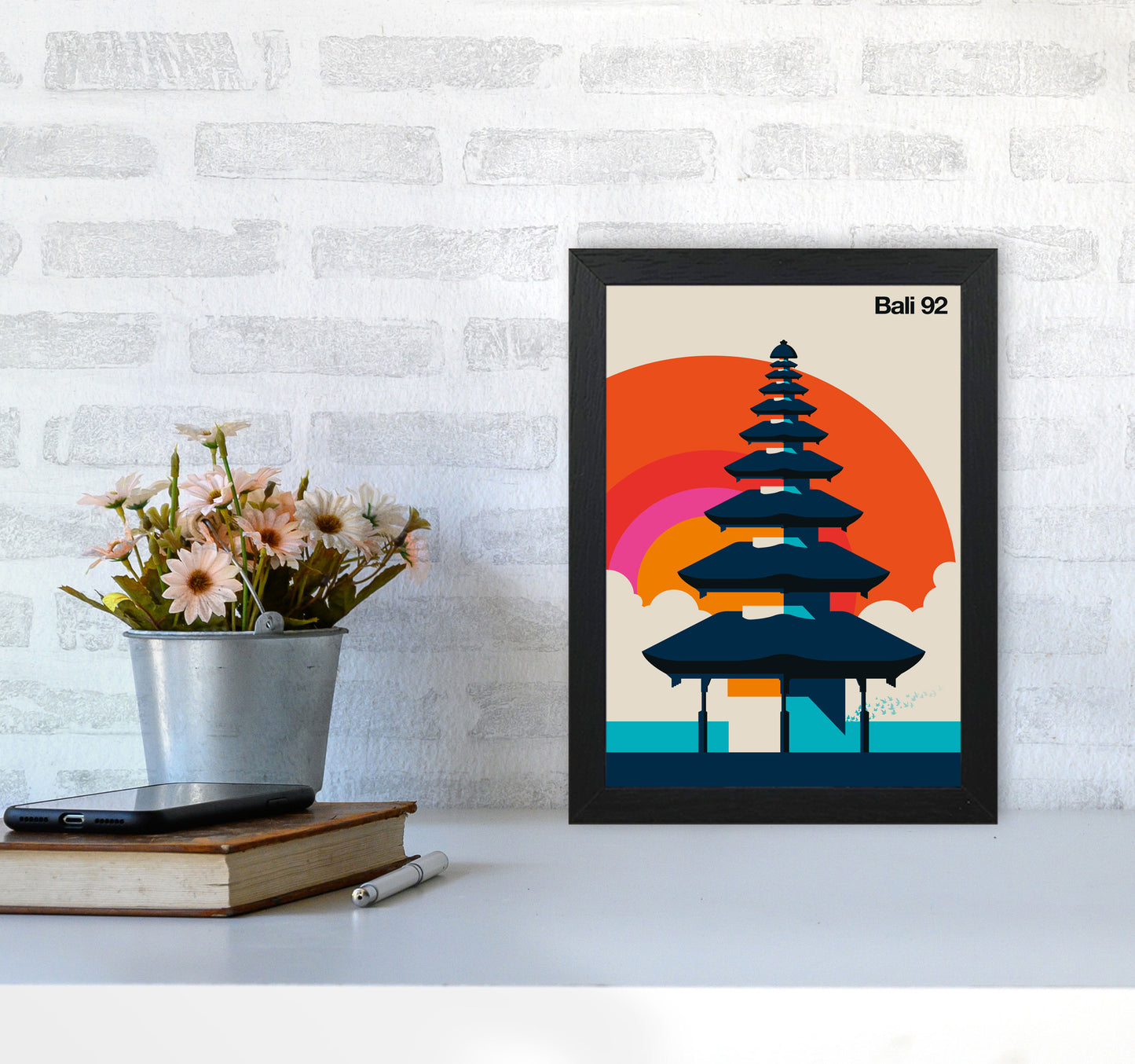 Bali 92 Art Print by Bo Lundberg A4 White Frame
