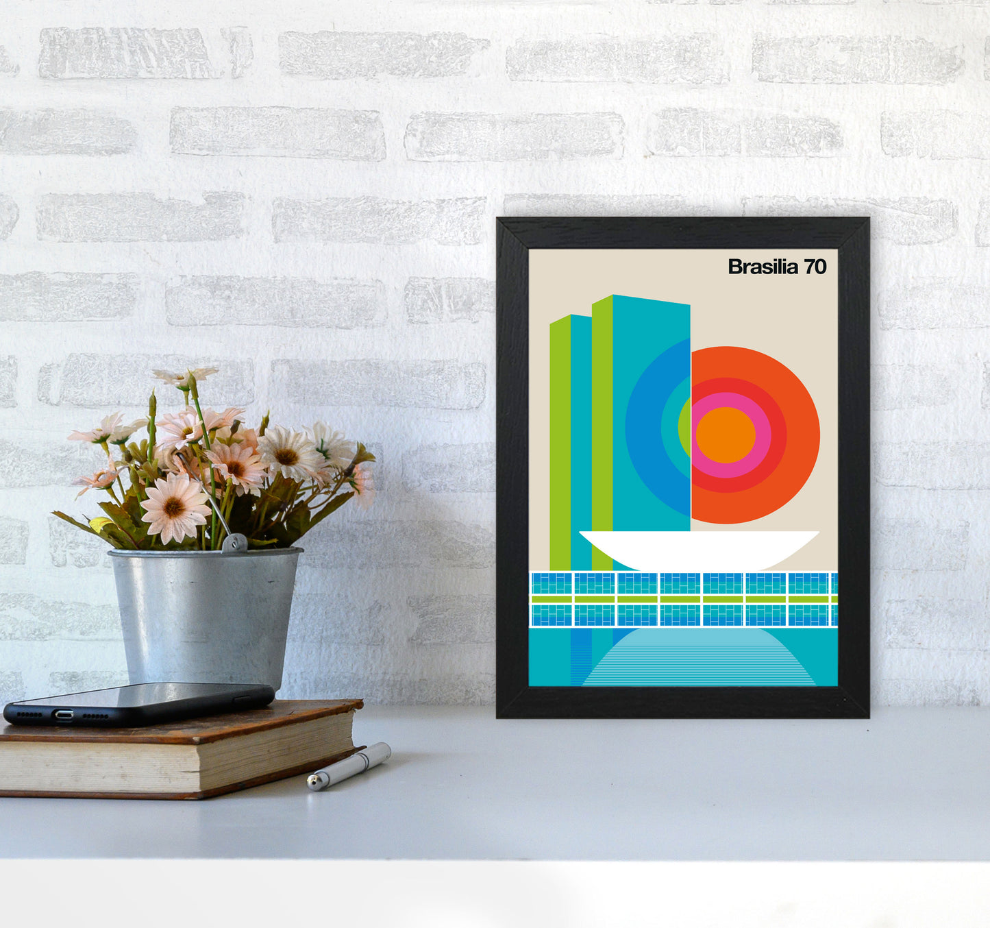 Brasilia 70 Art Print by Bo Lundberg A4 White Frame