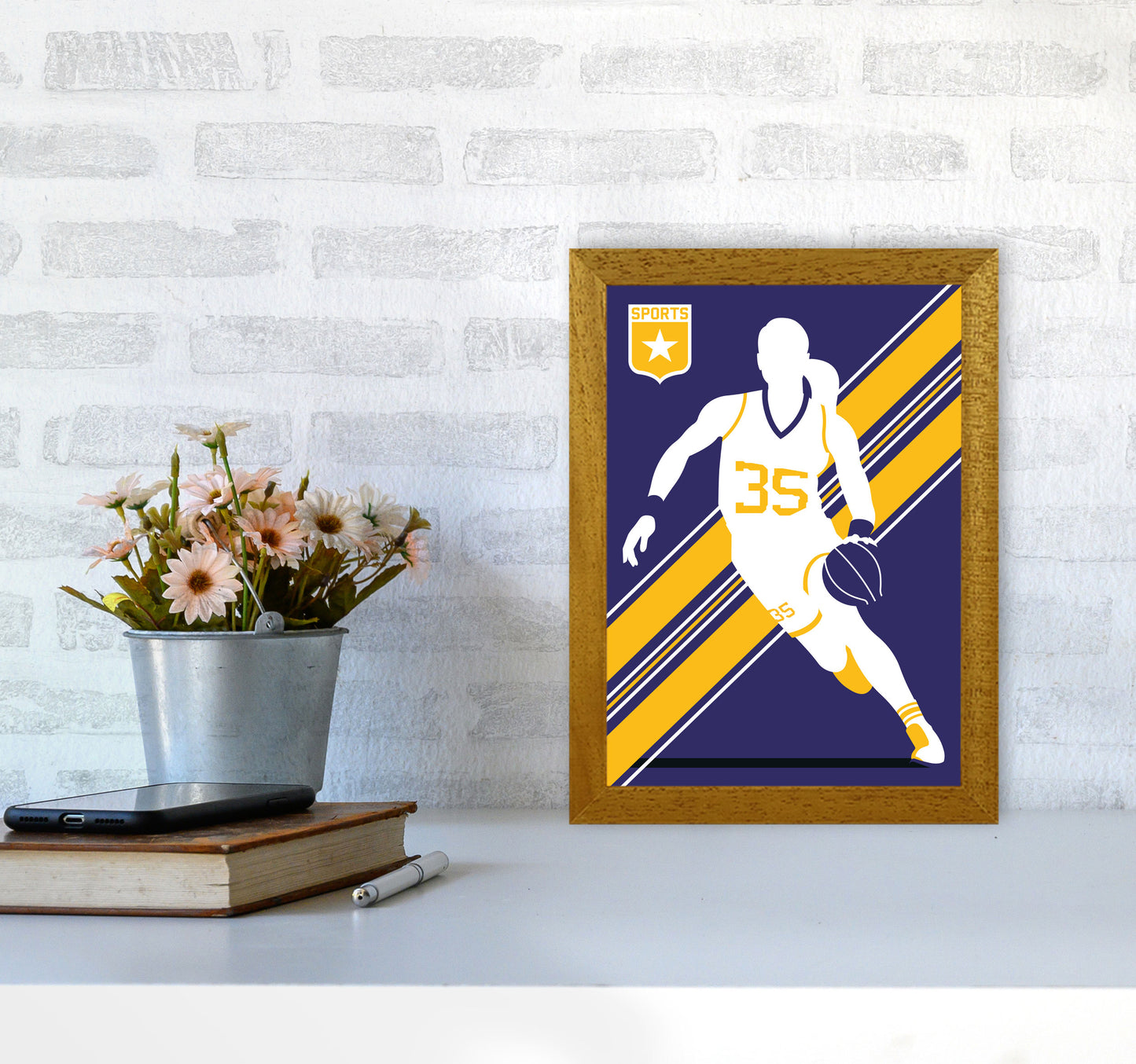 Basketball Blue Art Print by Bo Lundberg A4 Print Only