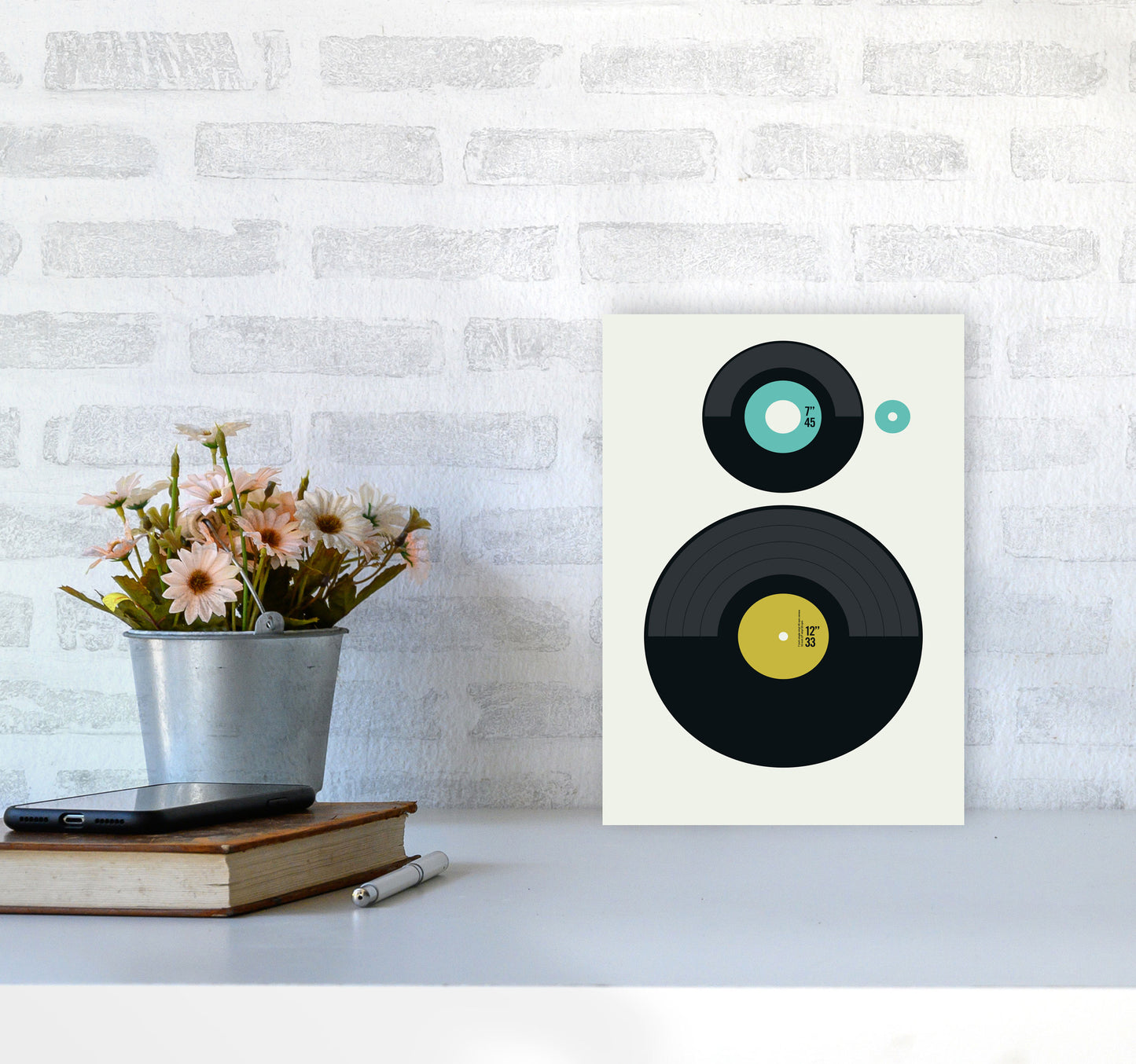 Icons LP vs EP Rev Art Print by Bo Lundberg A4 Black Frame