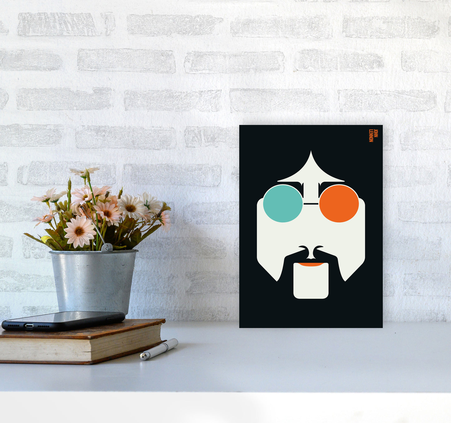 Icons John Lennon Art Print by Bo Lundberg A4 Black Frame