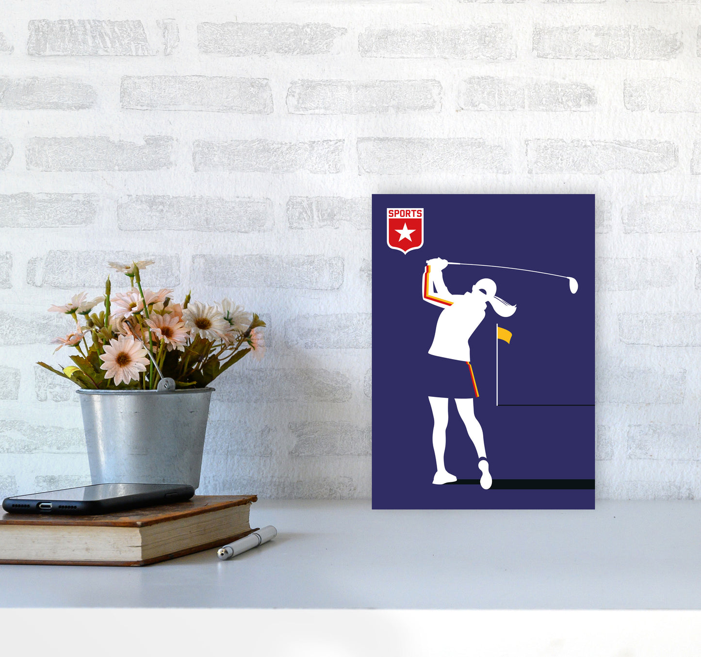 Golf Blue Art Print by Bo Lundberg A4 Black Frame