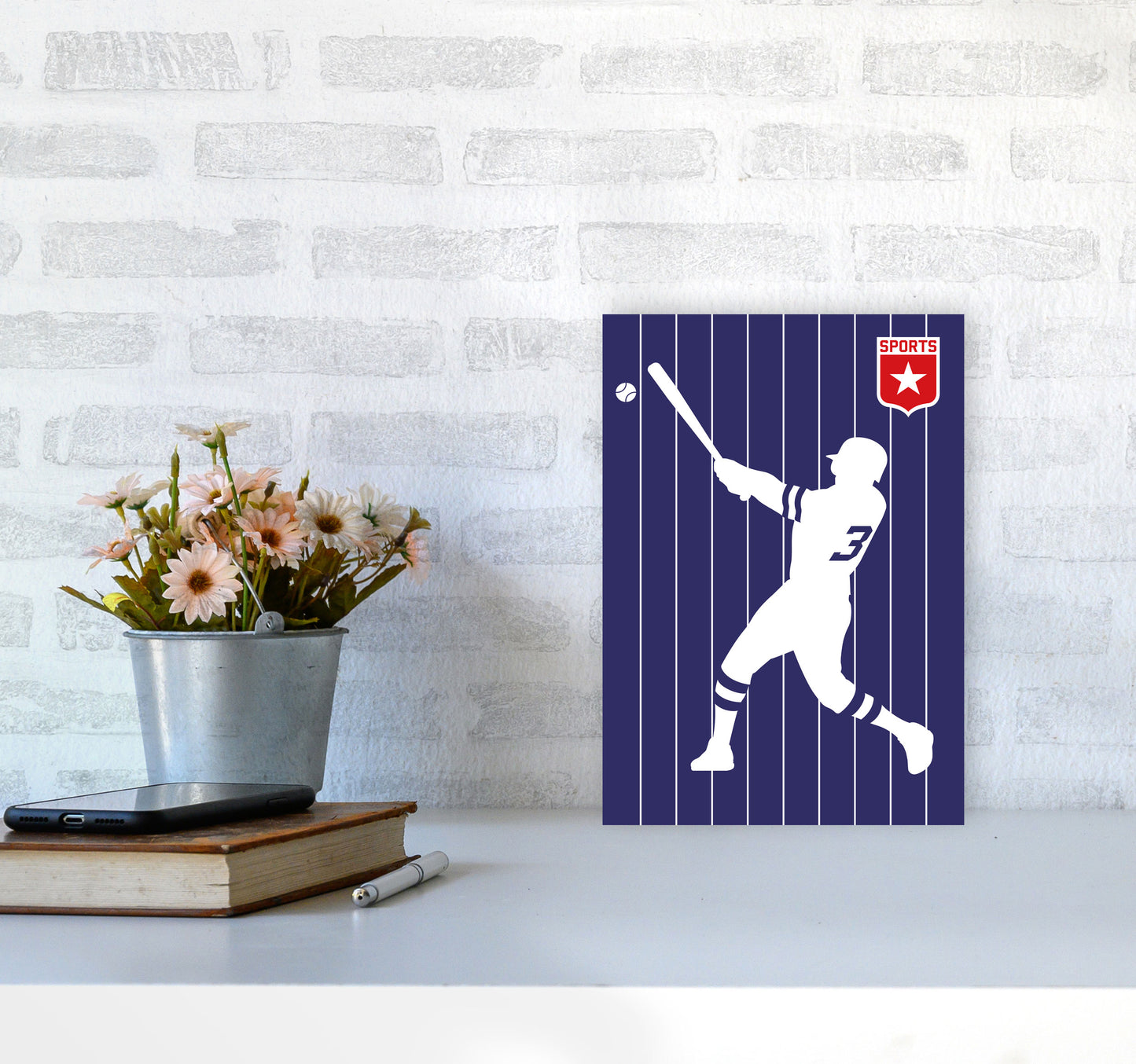 Baseball Art Print by Bo Lundberg A4 Black Frame