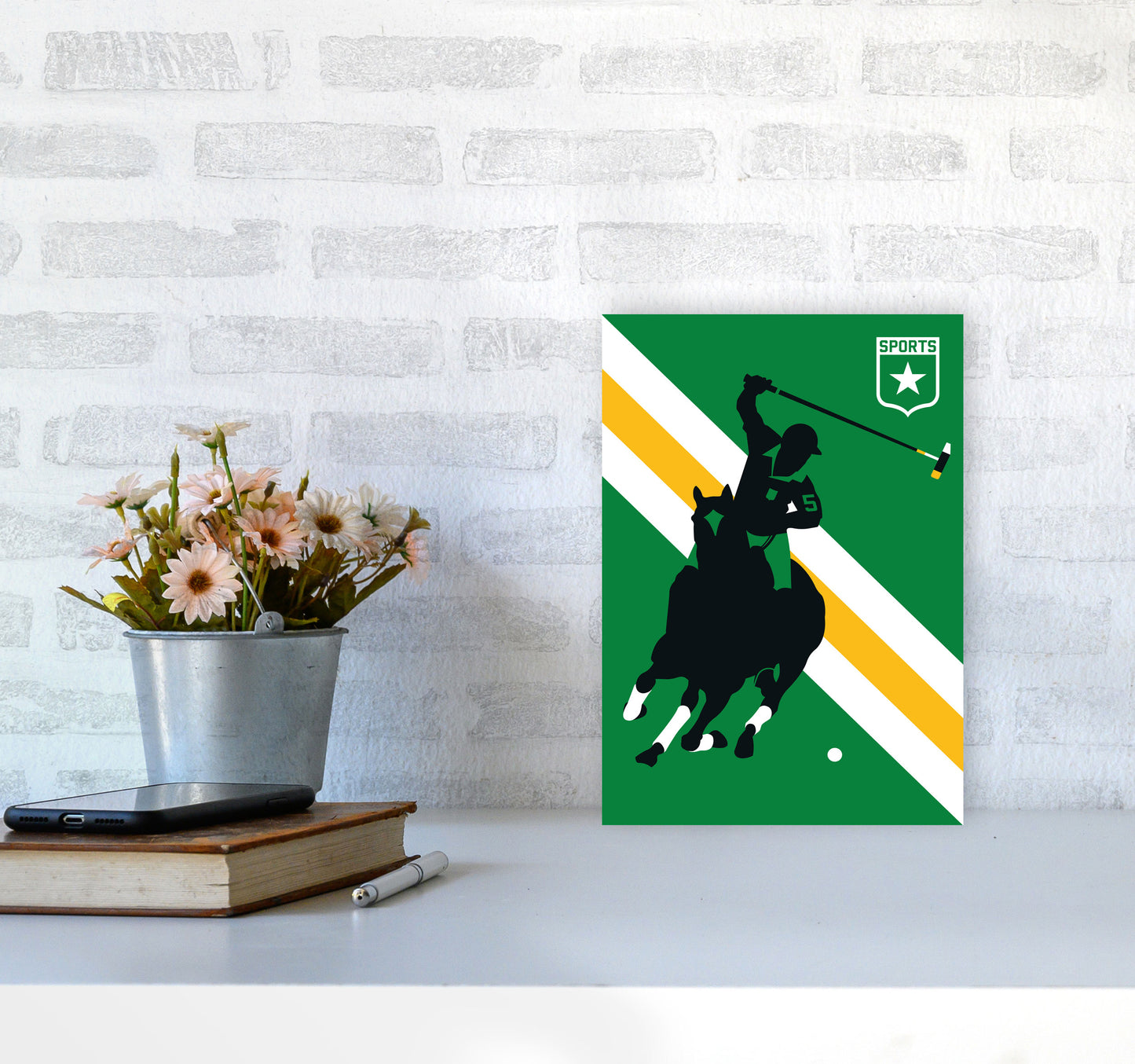 Polo Art Print by Bo Lundberg A4 Black Frame