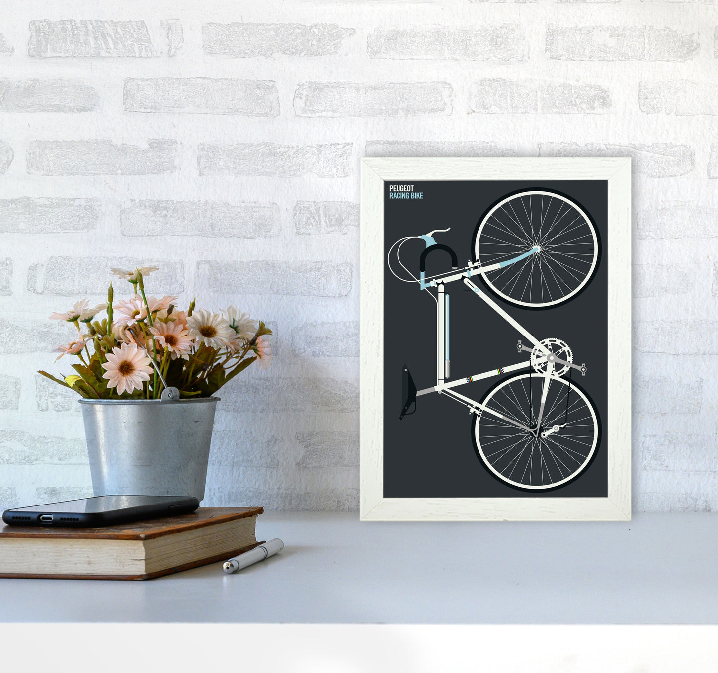 Peugeot Full Art Print by Bo Lundberg A4 Oak Frame