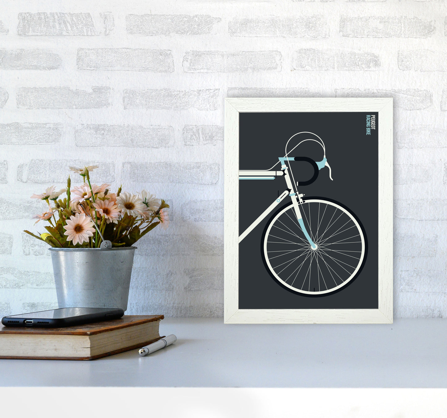 Peugeot front Art Print by Bo Lundberg A4 Oak Frame