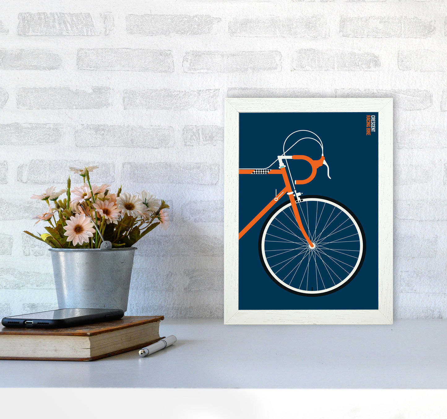 Icons Crescent Front Art Print by Bo Lundberg A4 Oak Frame