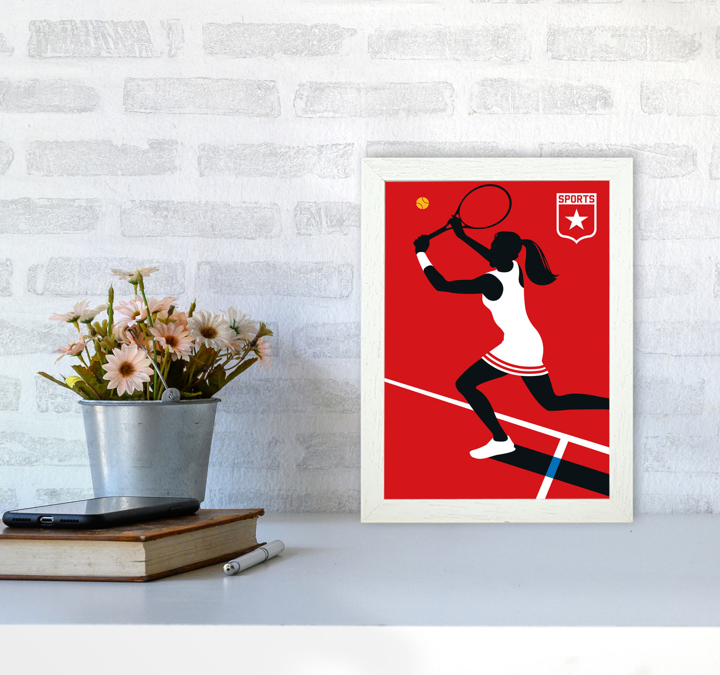 Tennis Art Print by Bo Lundberg A4 Oak Frame