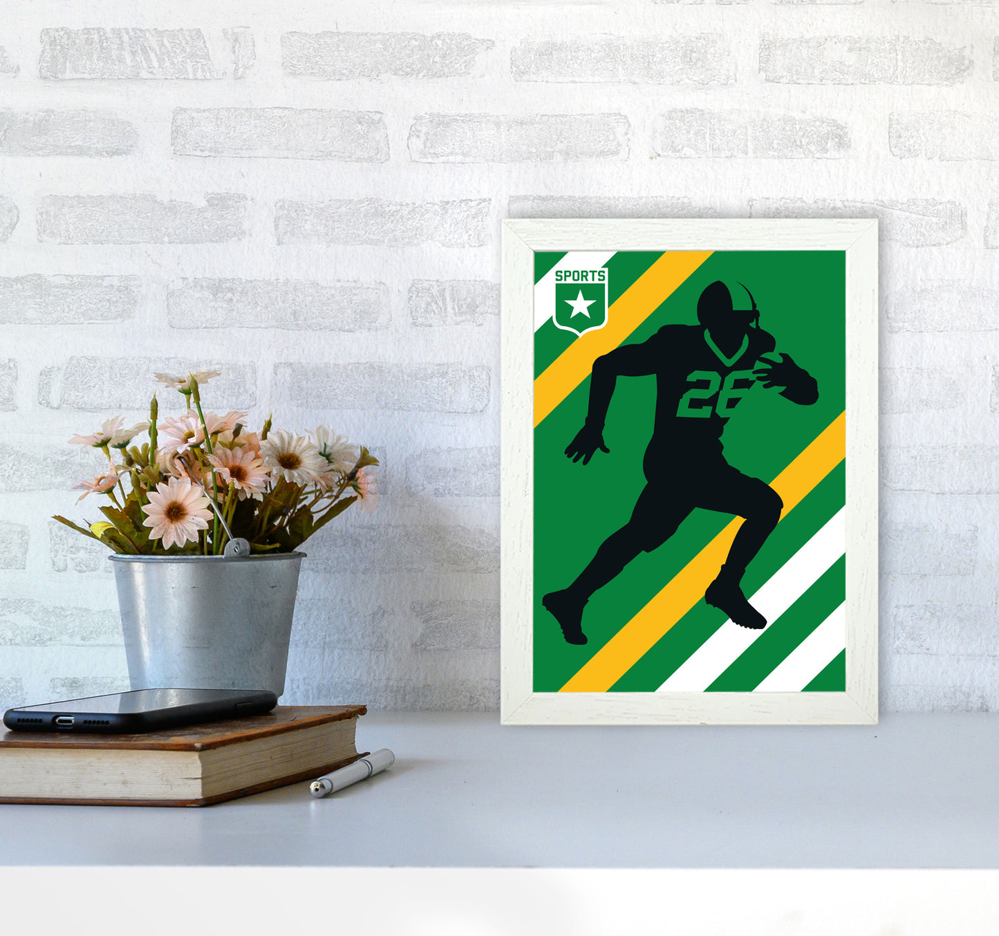 American Football Art Print by Bo Lundberg A4 Oak Frame