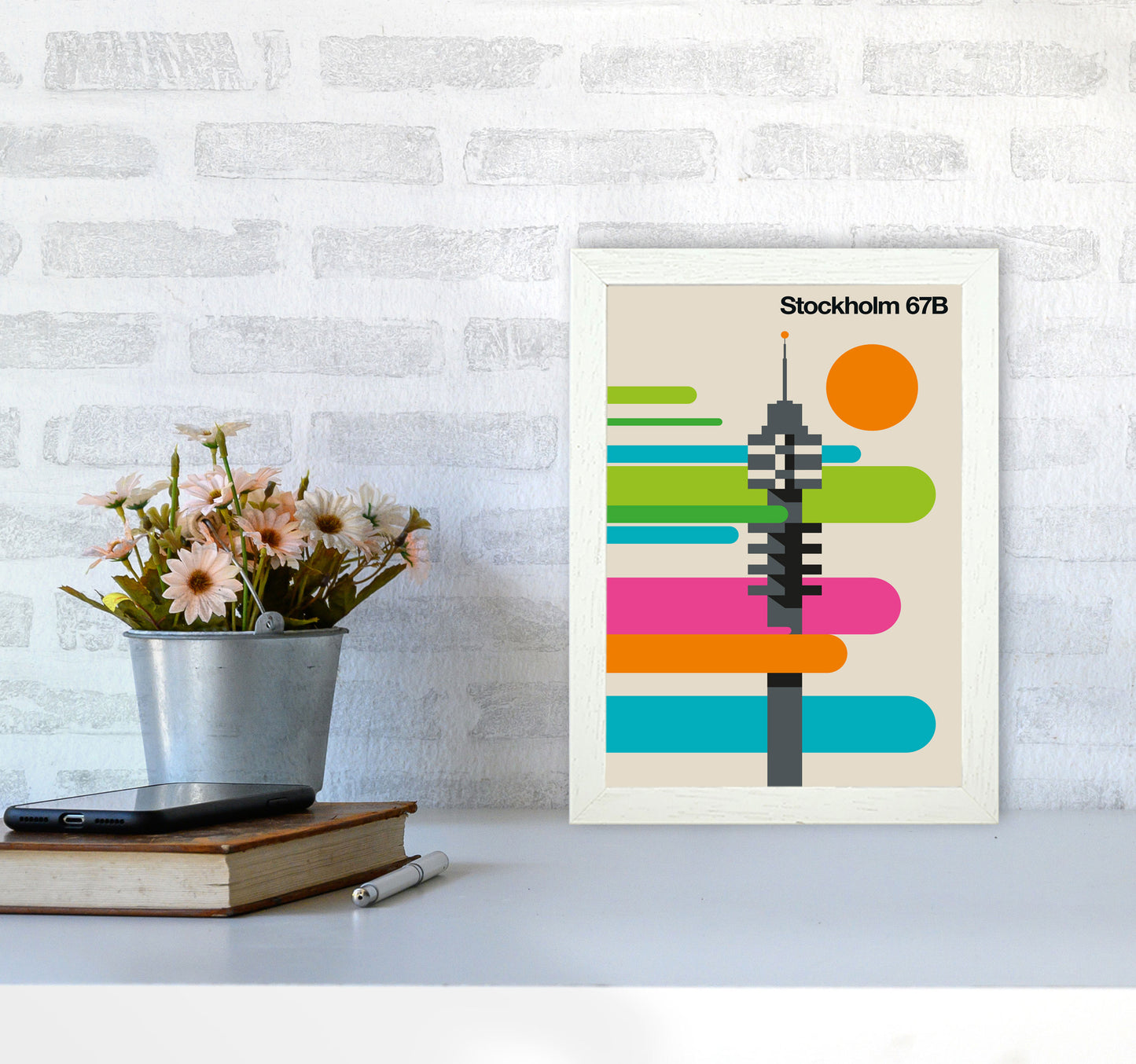 Stockholm 67B Art Print by Bo Lundberg A4 Oak Frame