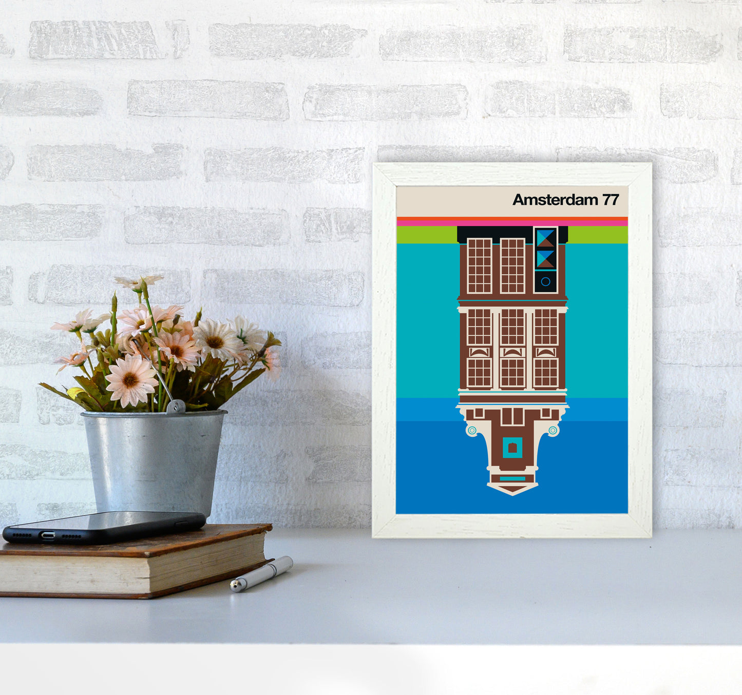 Amsterdam 77 Art Print by Bo Lundberg A4 Oak Frame