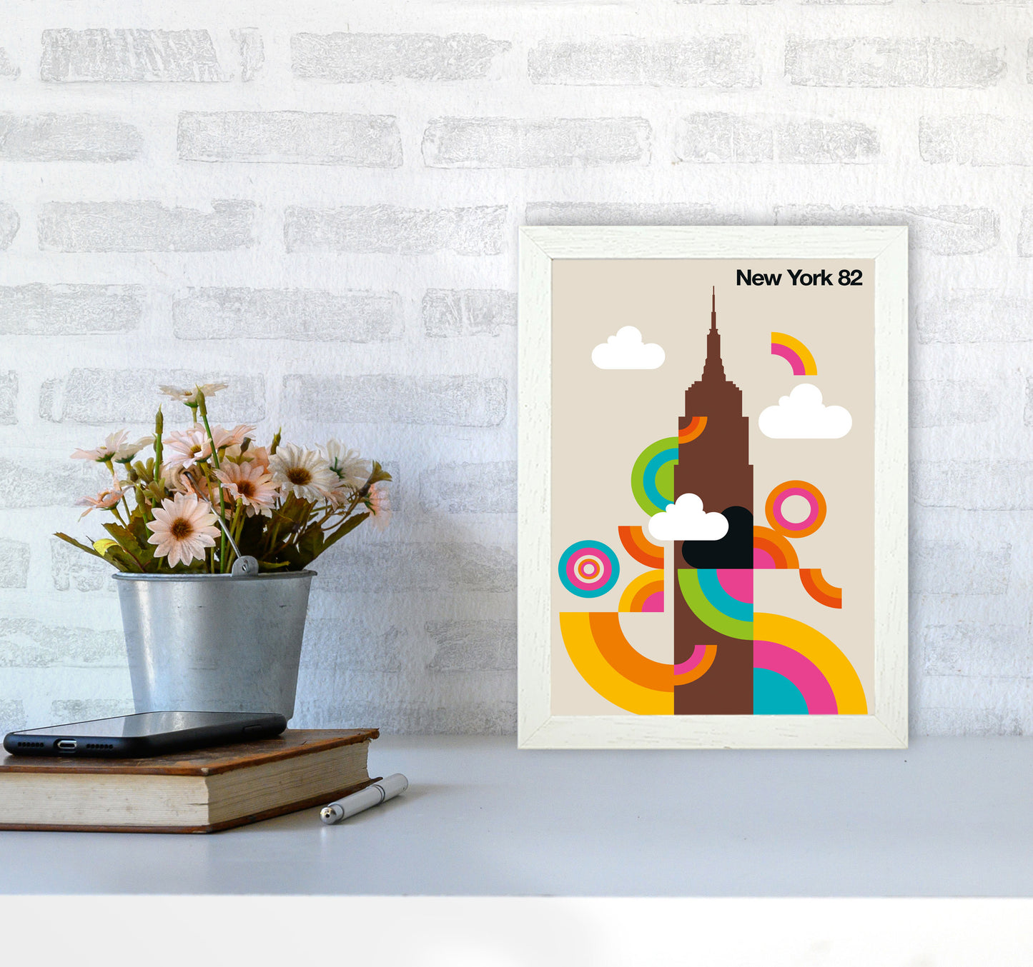 New York 82 Art Print by Bo Lundberg A4 Oak Frame