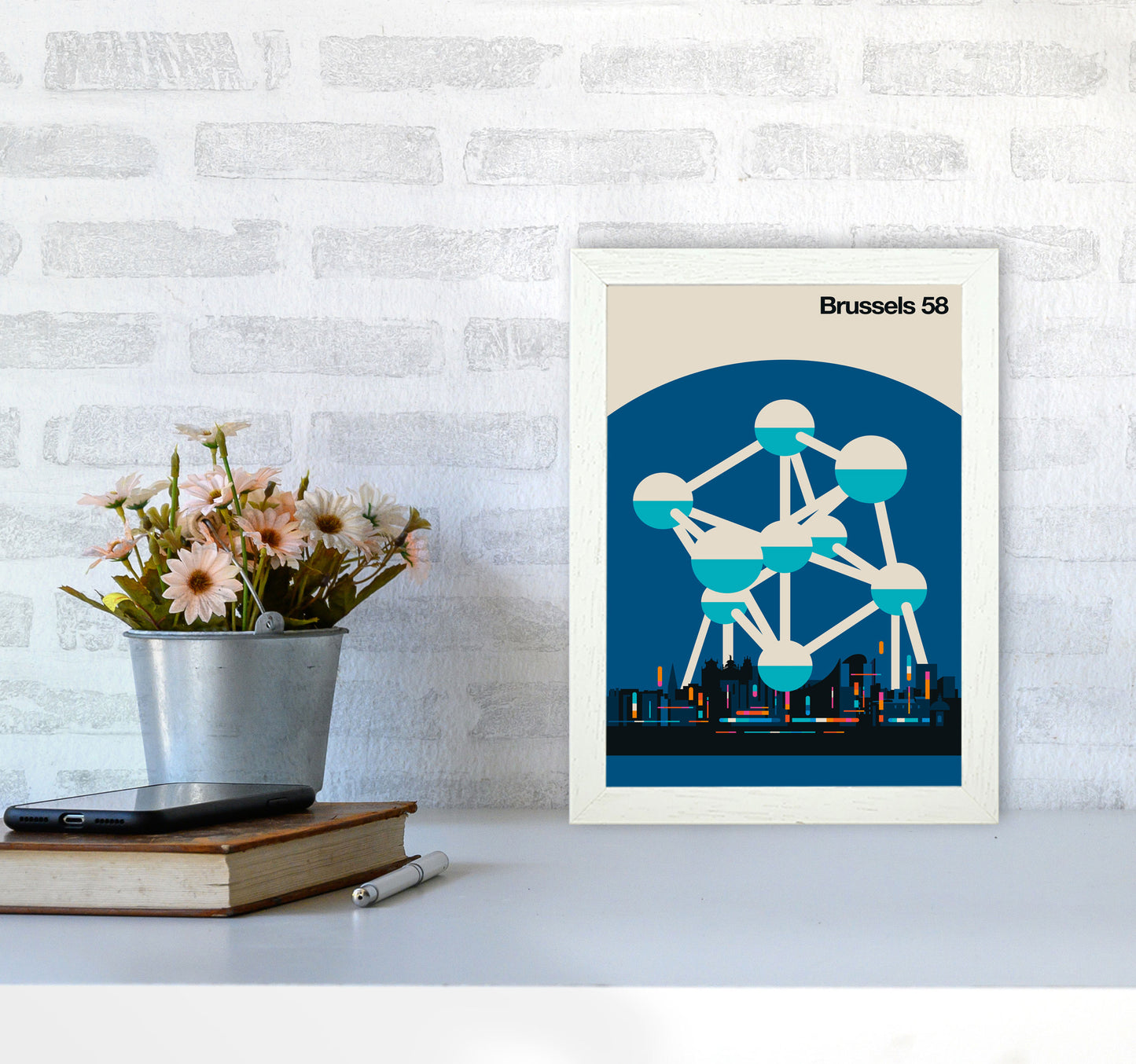 Brussels 58 Art Print by Bo Lundberg A4 Oak Frame