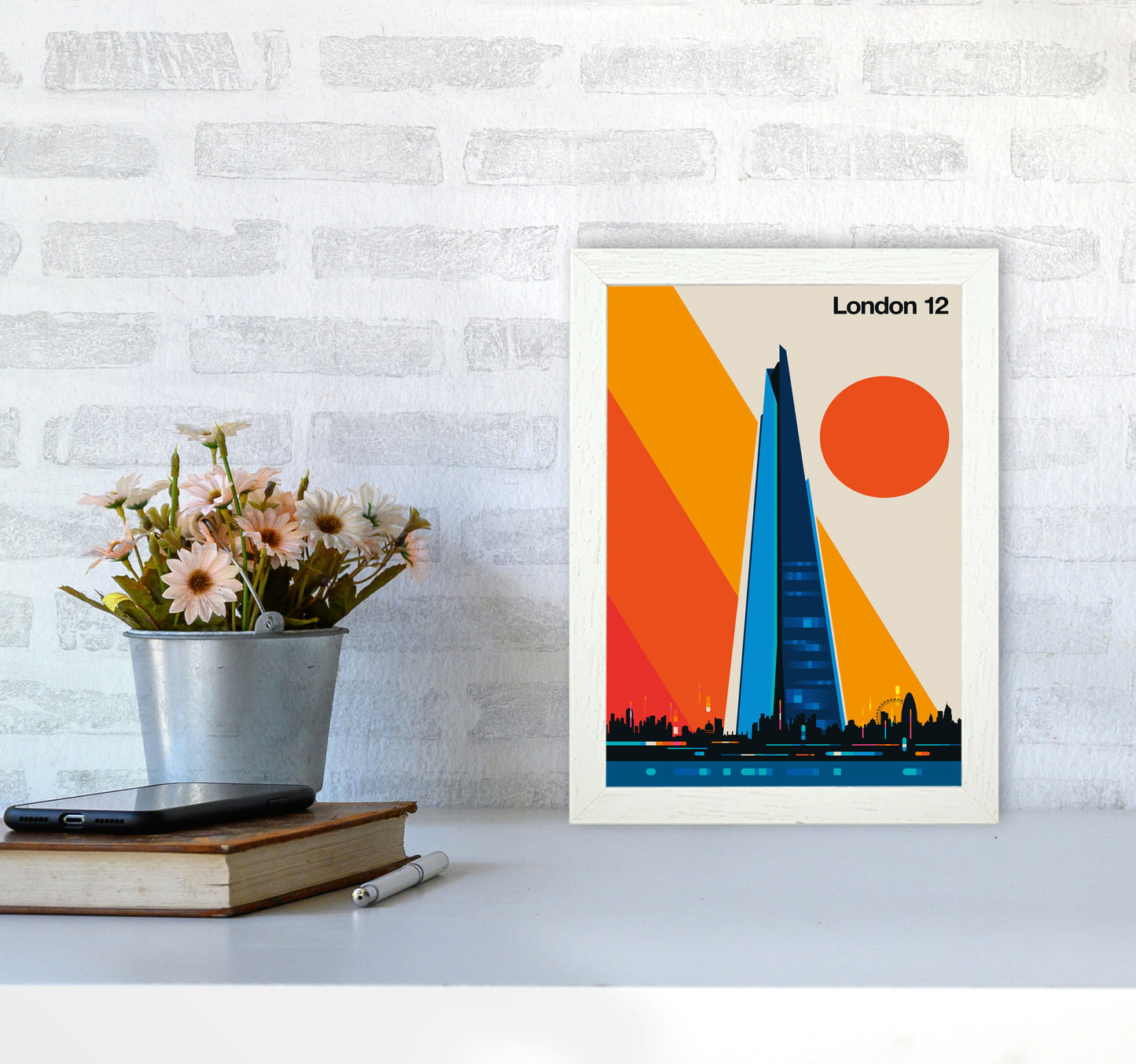 London 12 Art Print by Bo Lundberg A4 Oak Frame
