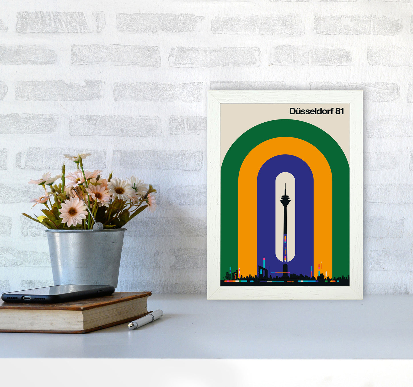 Düsseldorf 81 Art Print by Bo Lundberg A4 Oak Frame