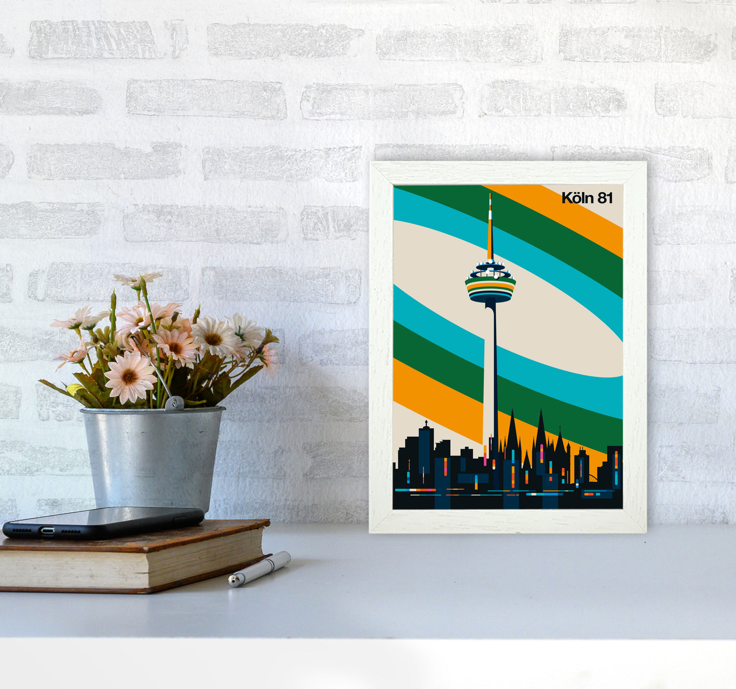 Köln 81 Art Print by Bo Lundberg A4 Oak Frame