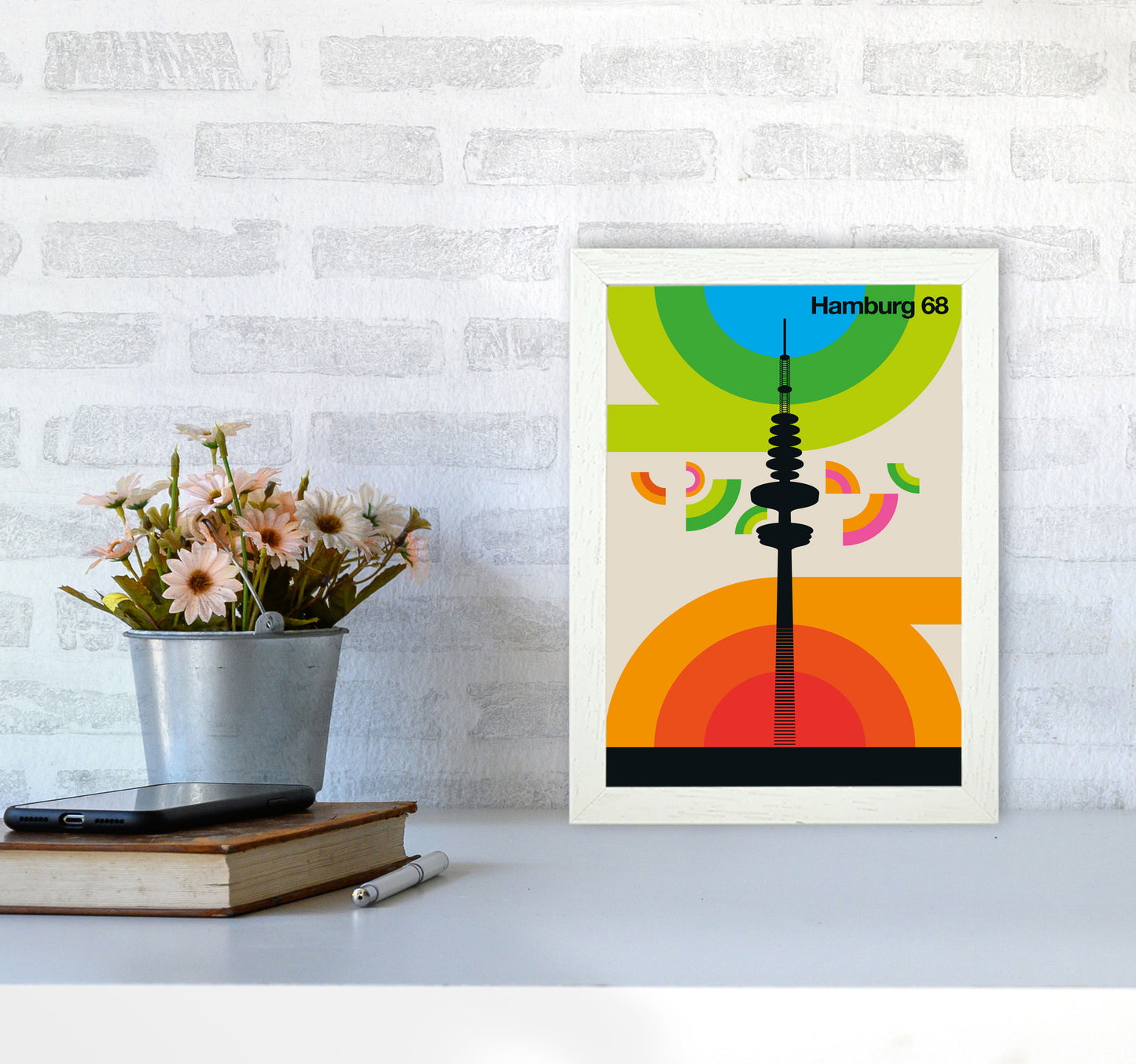 Hamburg 68 Art Print by Bo Lundberg A4 Oak Frame