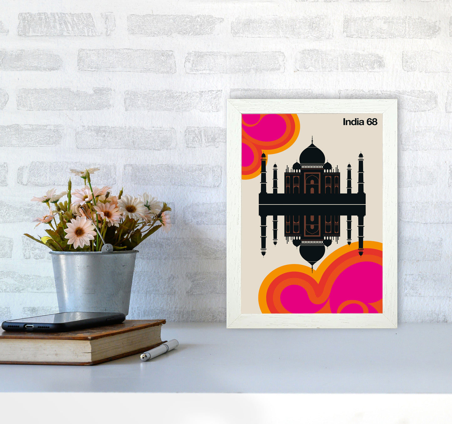 India 68 Art Print by Bo Lundberg A4 Oak Frame