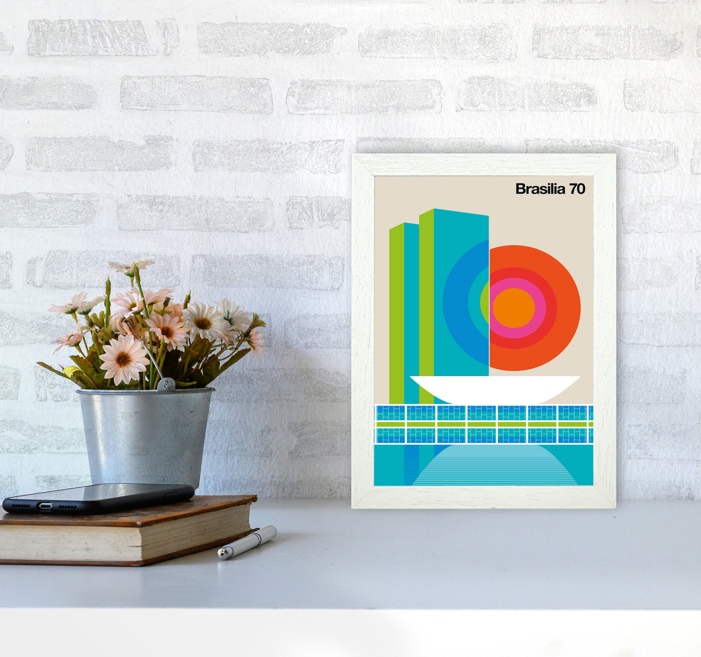 Brasilia 70 Art Print by Bo Lundberg A4 Oak Frame