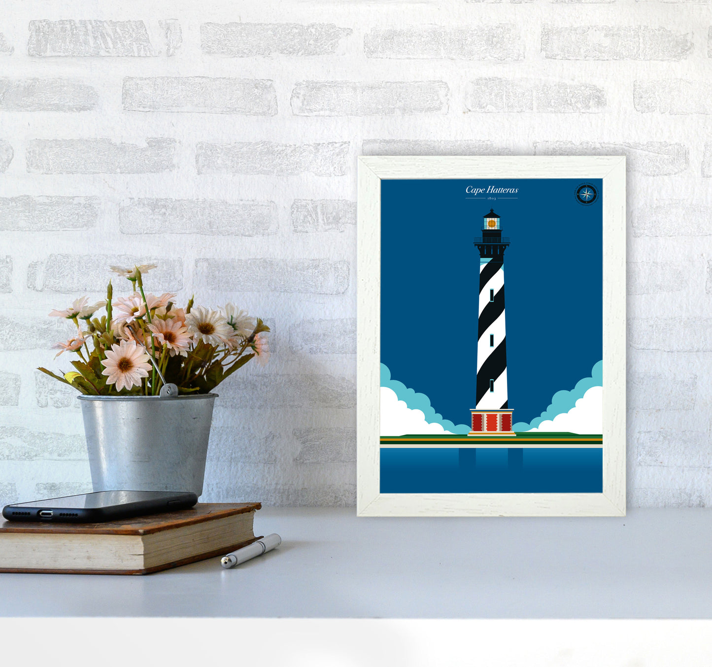 Cape Hatteras Art Print by Bo Lundberg A4 Oak Frame