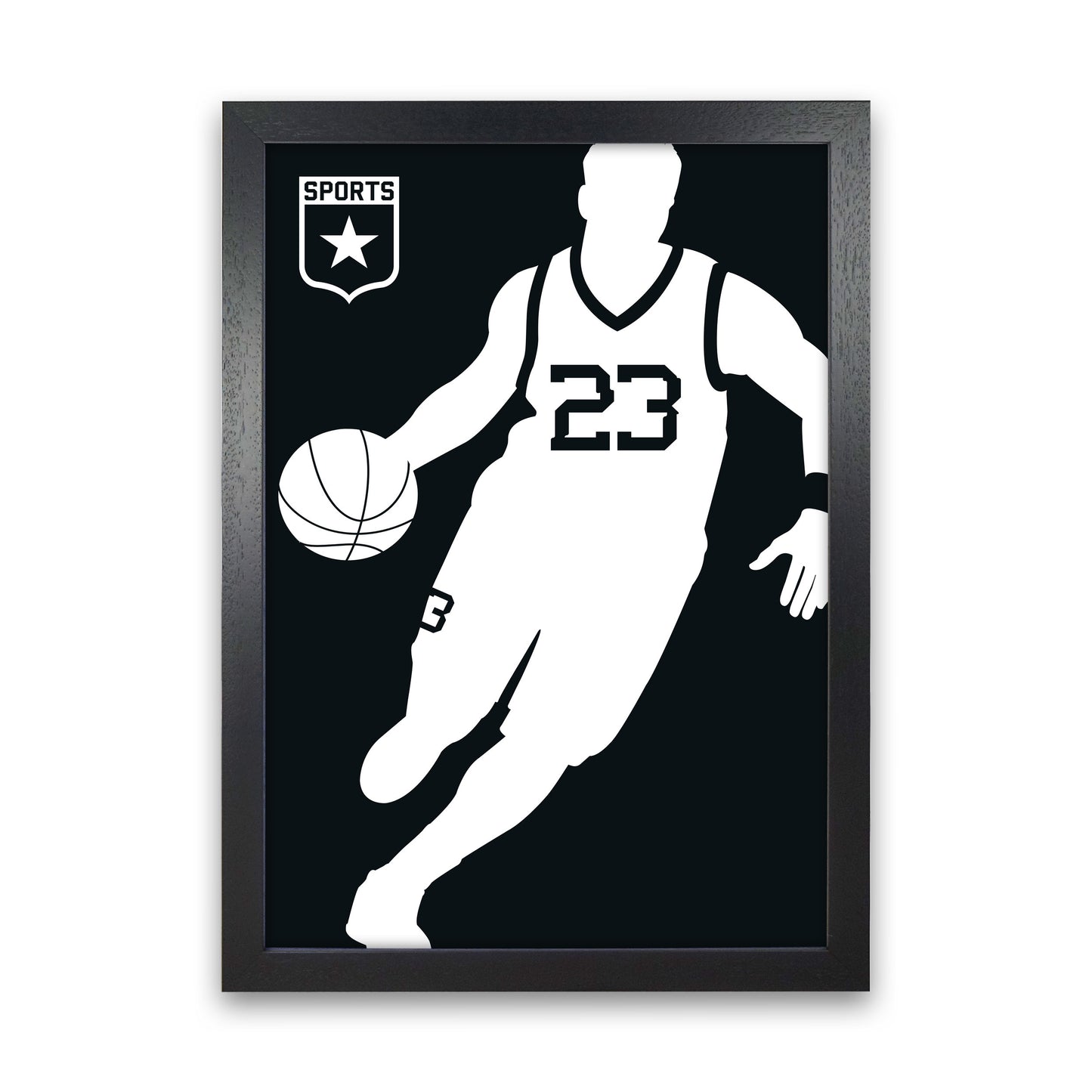 Basketball Black Art Print by Bo Lundberg Black Grain