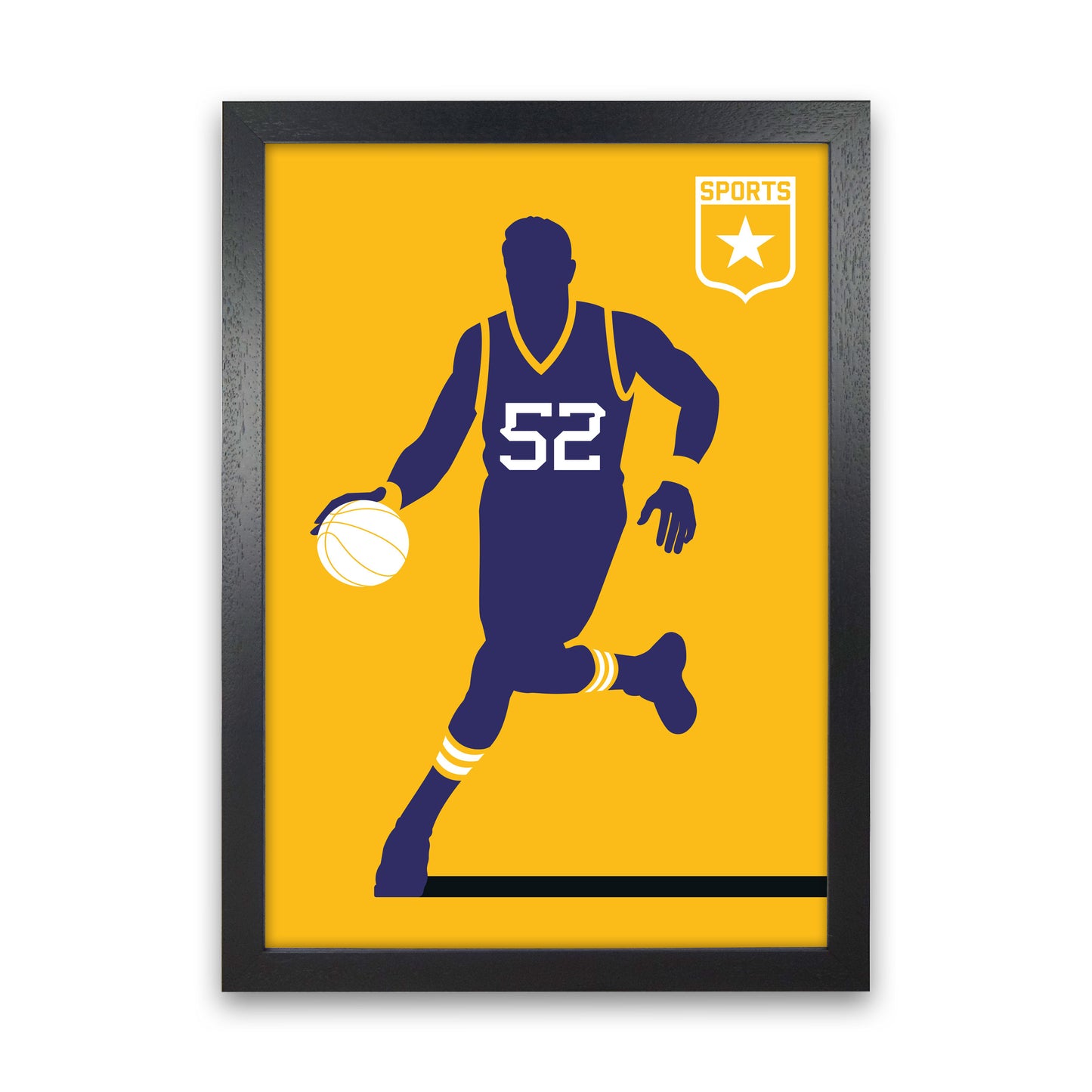 Basketball Yellow Art Print by Bo Lundberg Black Grain