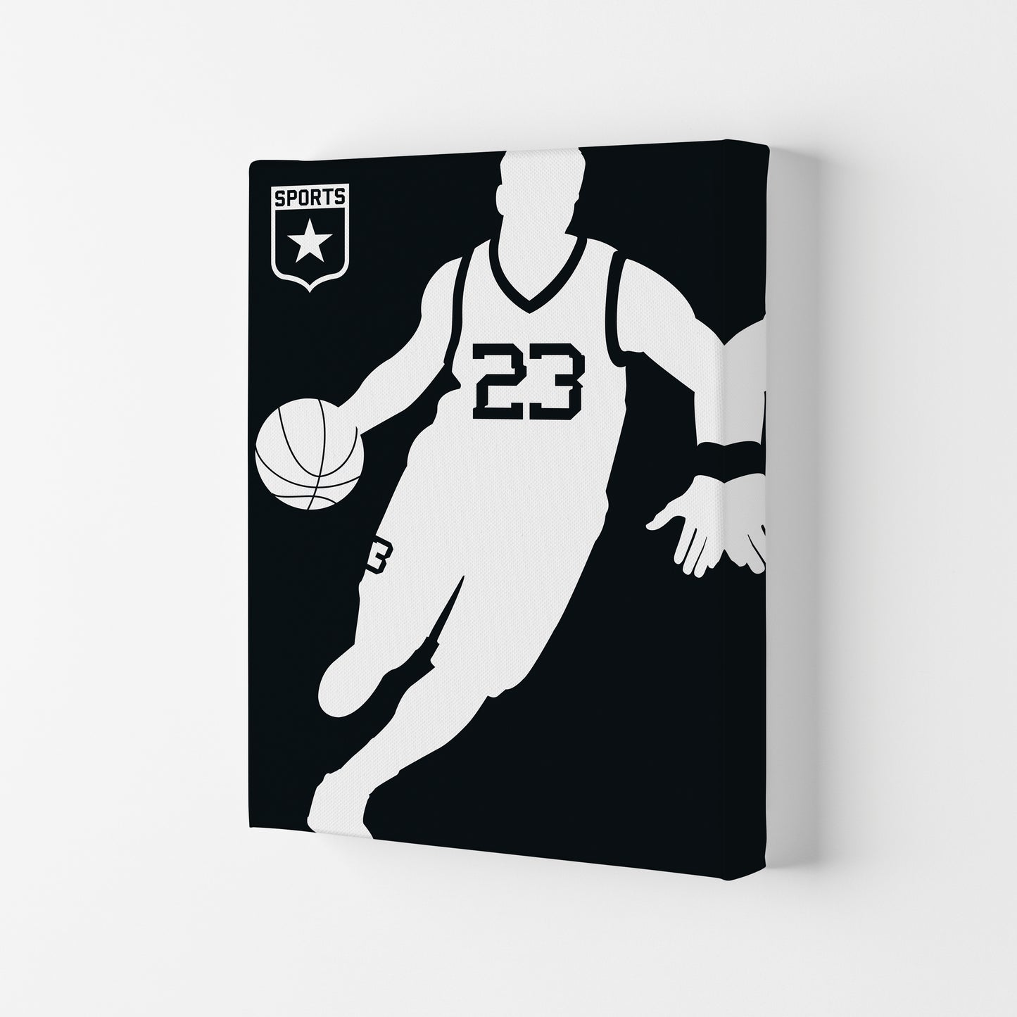 Basketball Black Art Print by Bo Lundberg Canvas