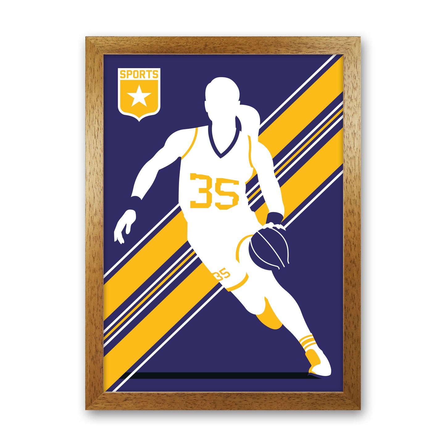 Basketball Blue Art Print by Bo Lundberg Oak Grain