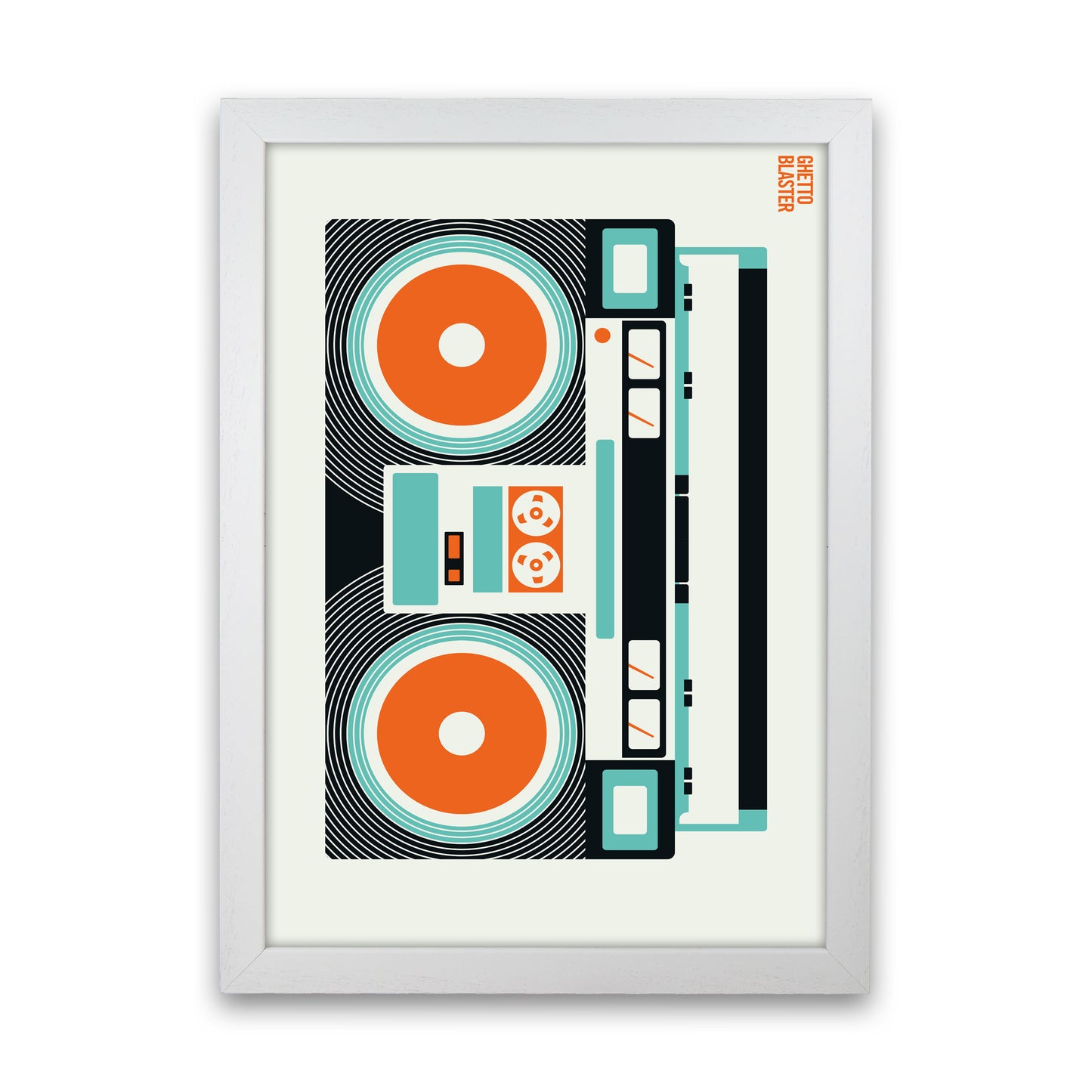 Icons Ghetto Blaster Art Print by Bo Lundberg White Grain