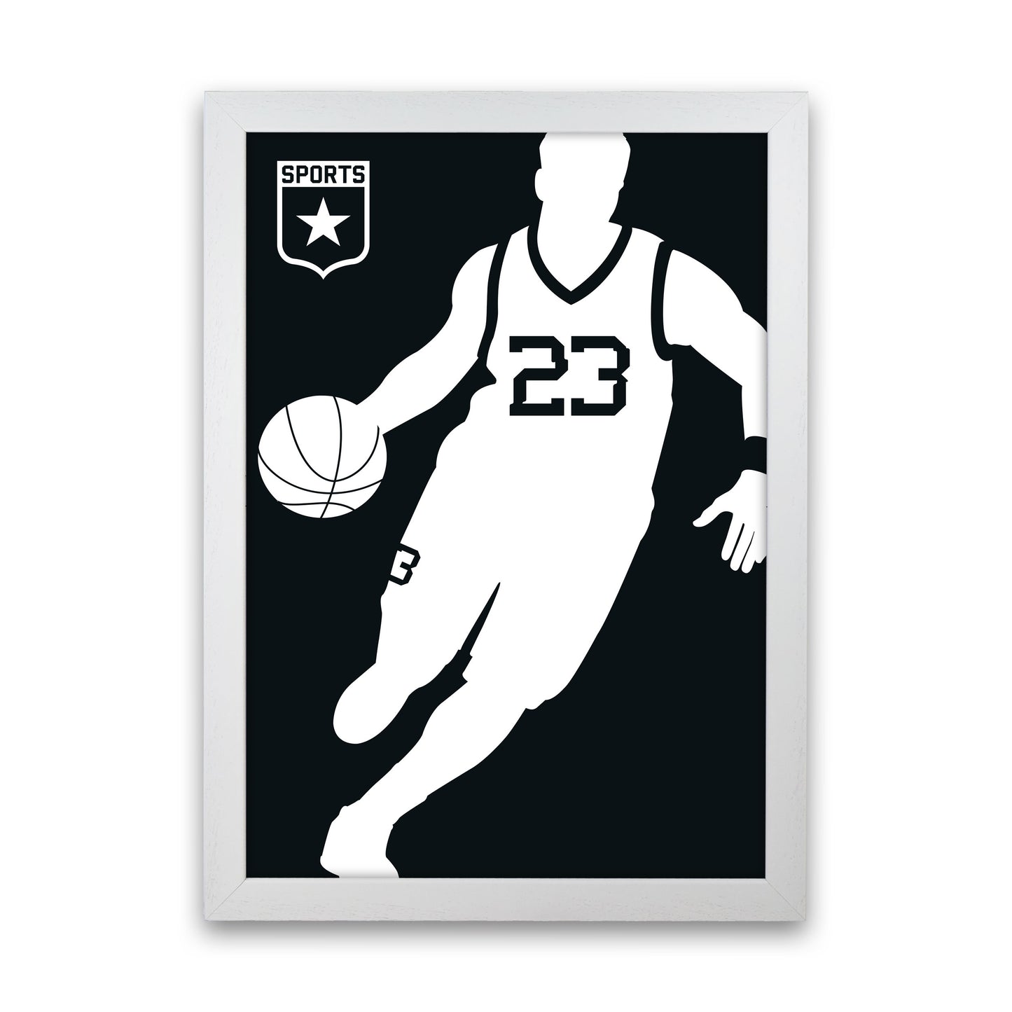 Basketball Black Art Print by Bo Lundberg White Grain
